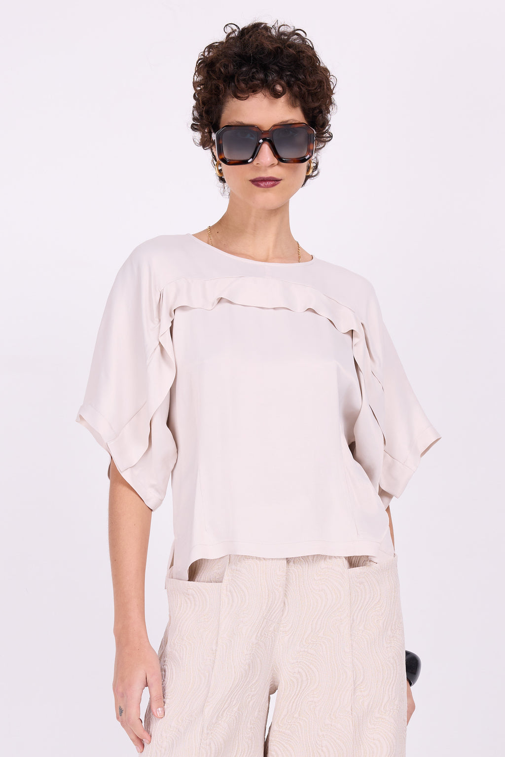 Eliza Satinbluse in Elfenbein