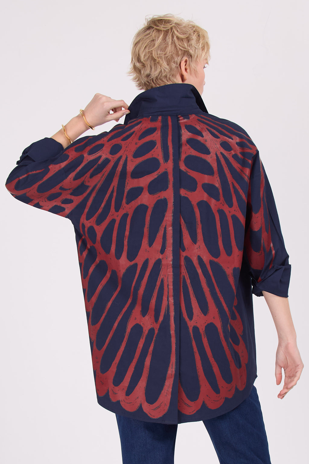 Emmelie Night Butterfly Shirt in Mitternachtsblau/Bordeaux
