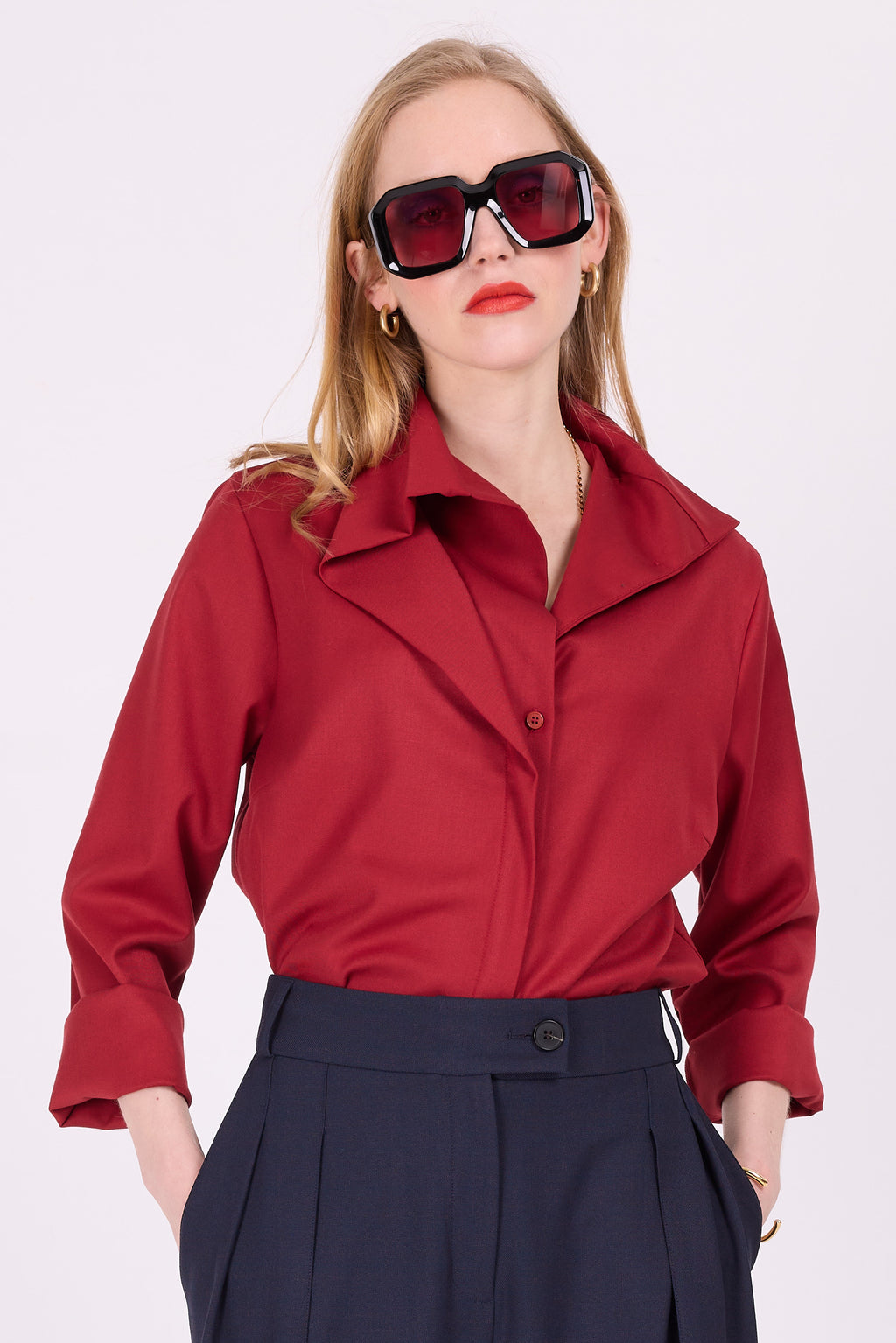 Asymmetrische Bluse „Cecile“ in Chili