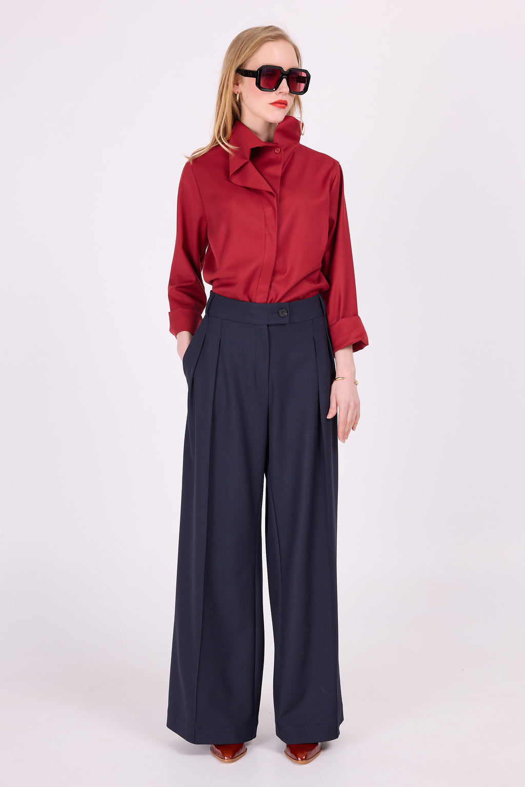 Asymmetrische Bluse „Cecile“ in Chili