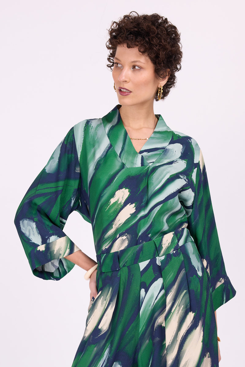 Clotilde-Bluse mit käfergrünen Flügeln