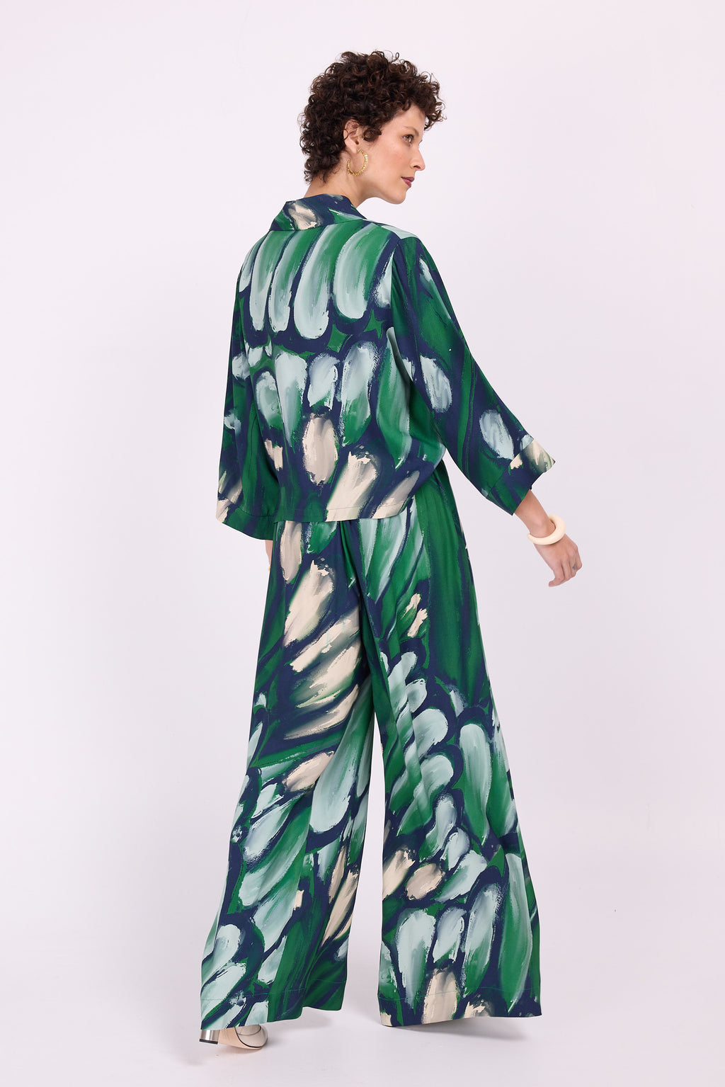 Clotilde-Bluse mit käfergrünen Flügeln