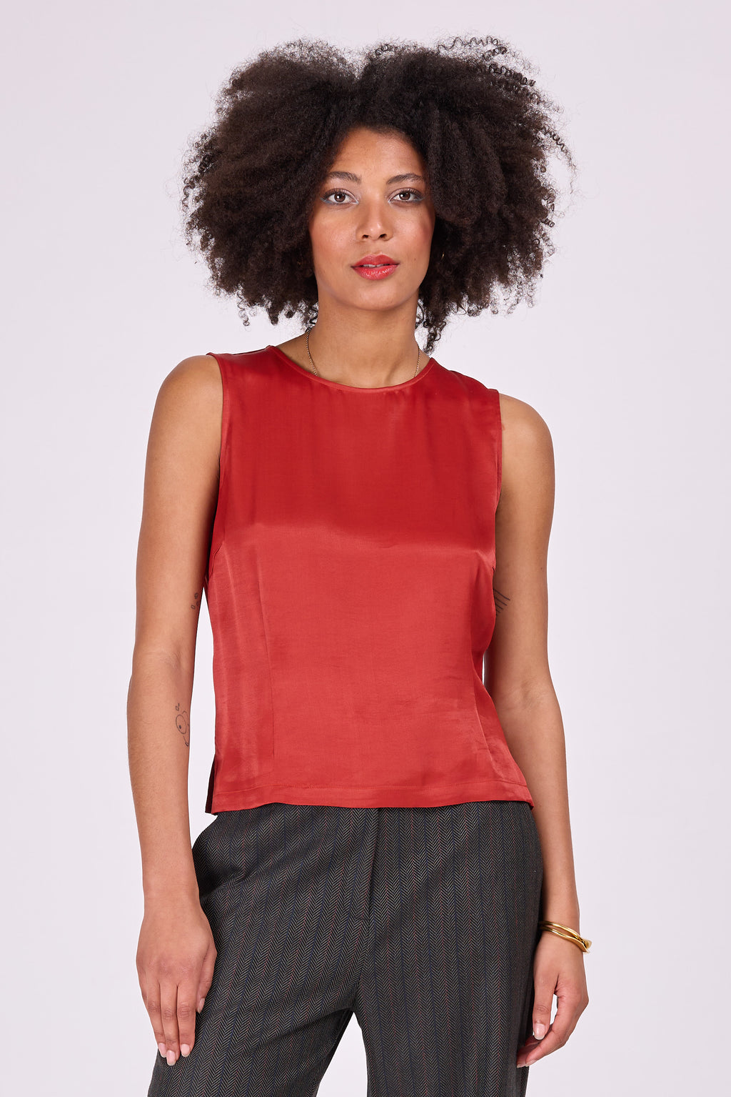Rot-oranges Satin-Top Danielle