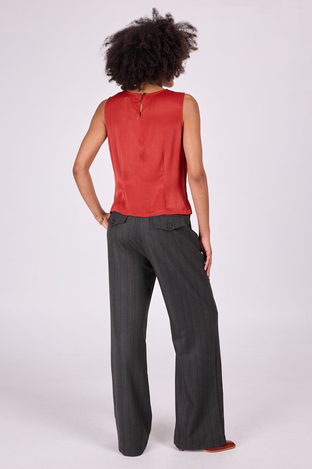 Rot-oranges Satin-Top Danielle