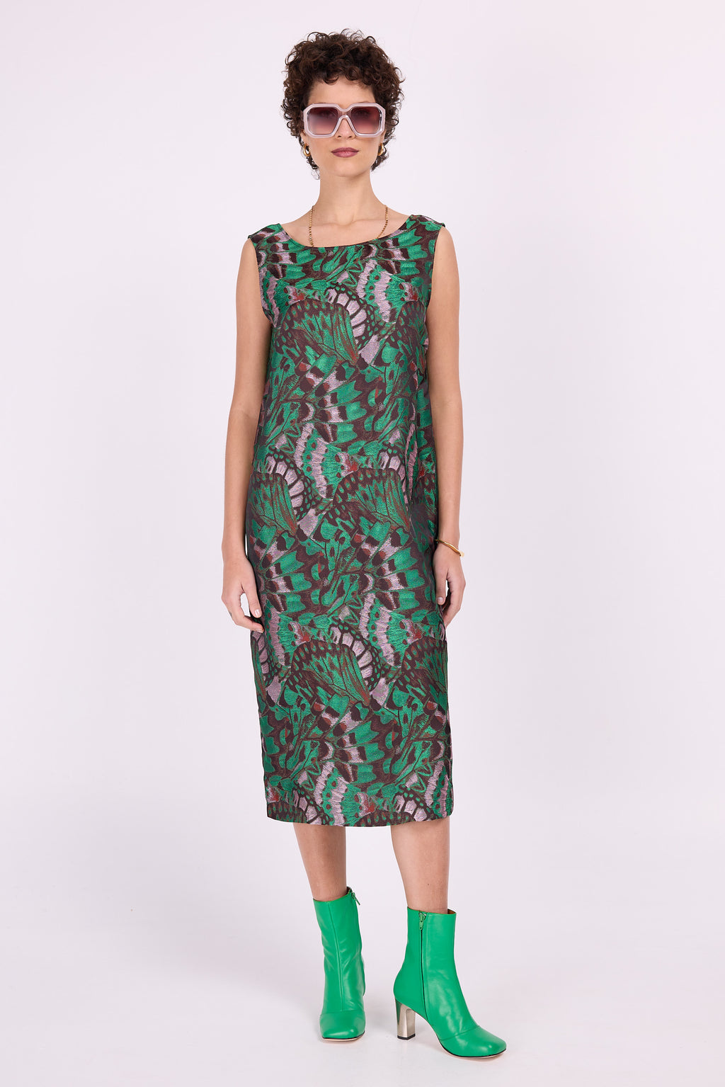 Ellen dress in lilac butterfly jacquard