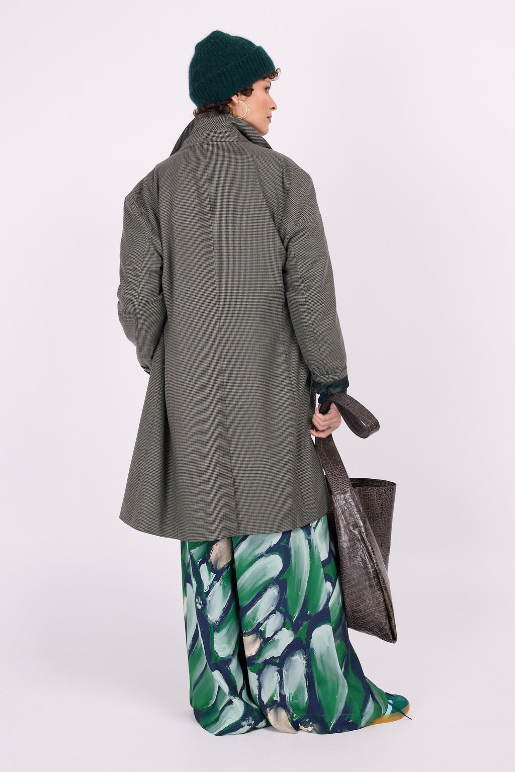 Dwight coat in green houndstooth