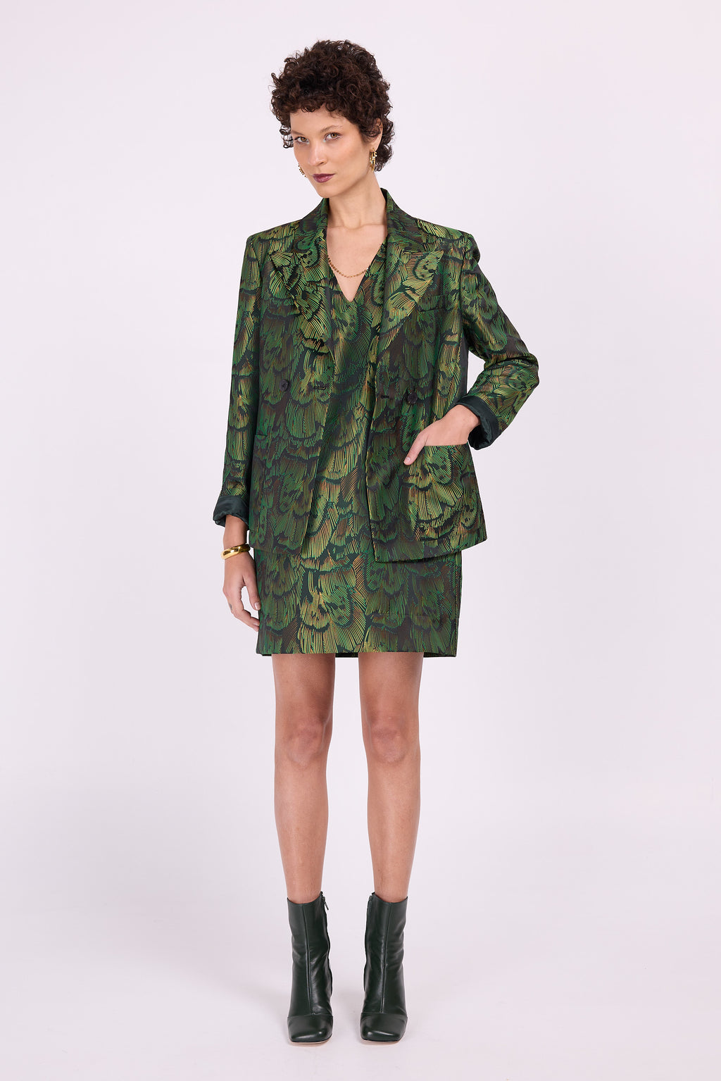 Davos blazer in green gold dragonfly