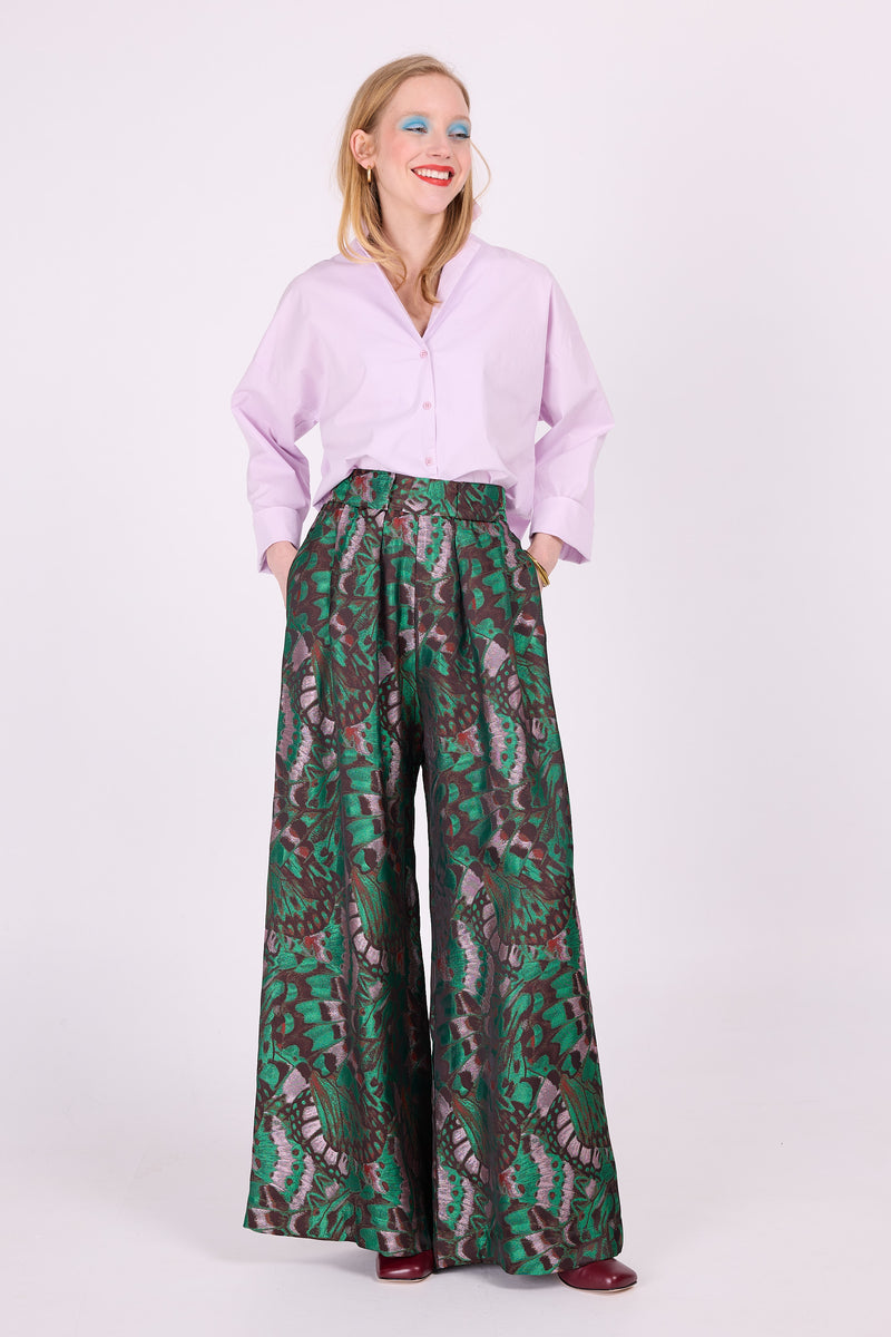Hose Clinton aus grünem Schmetterlings-Jacquard