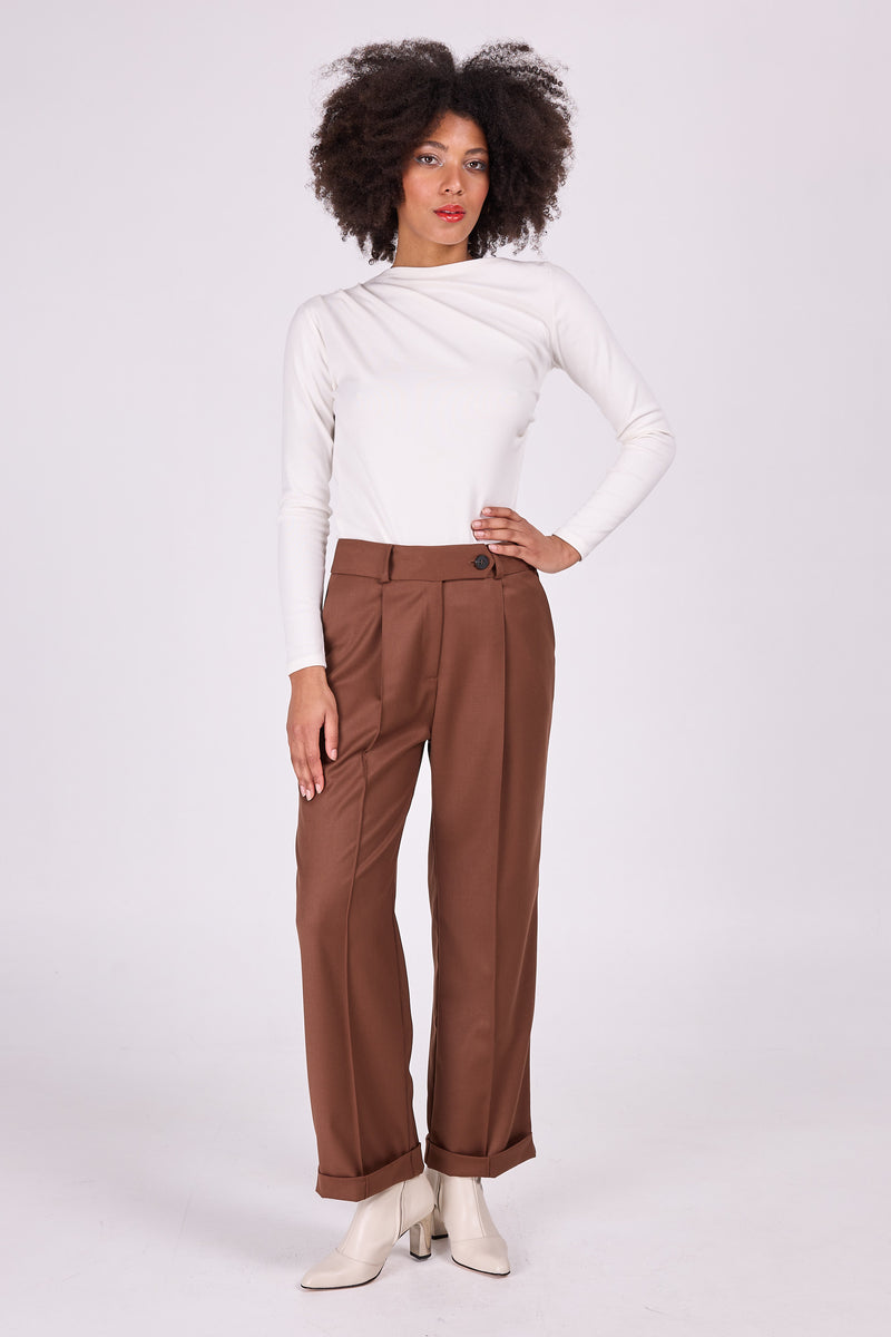 Enzo Kokosnussbraune Hose