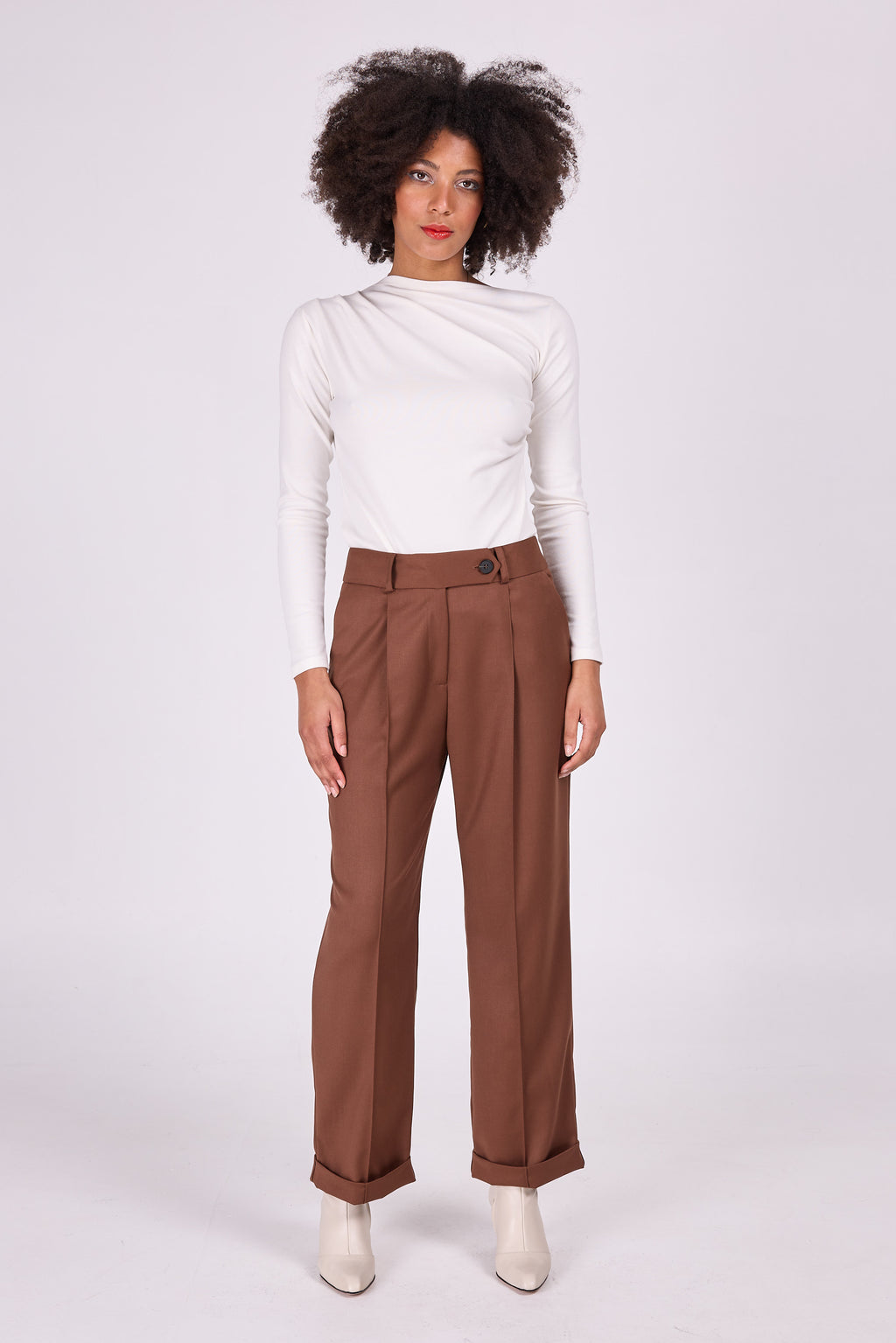 Enzo Kokosnussbraune Hose
