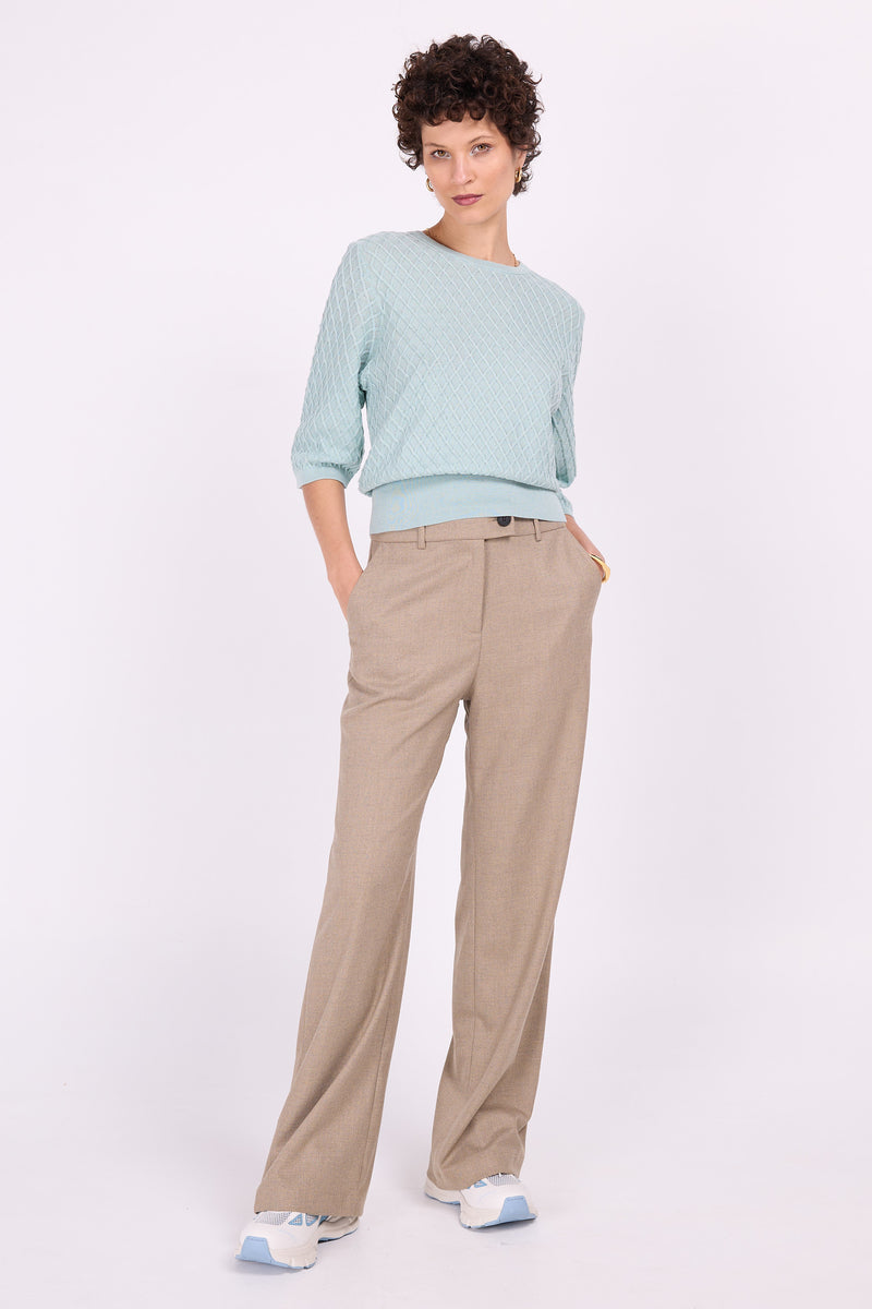 Annie pantalon en beige et bleu mélangé