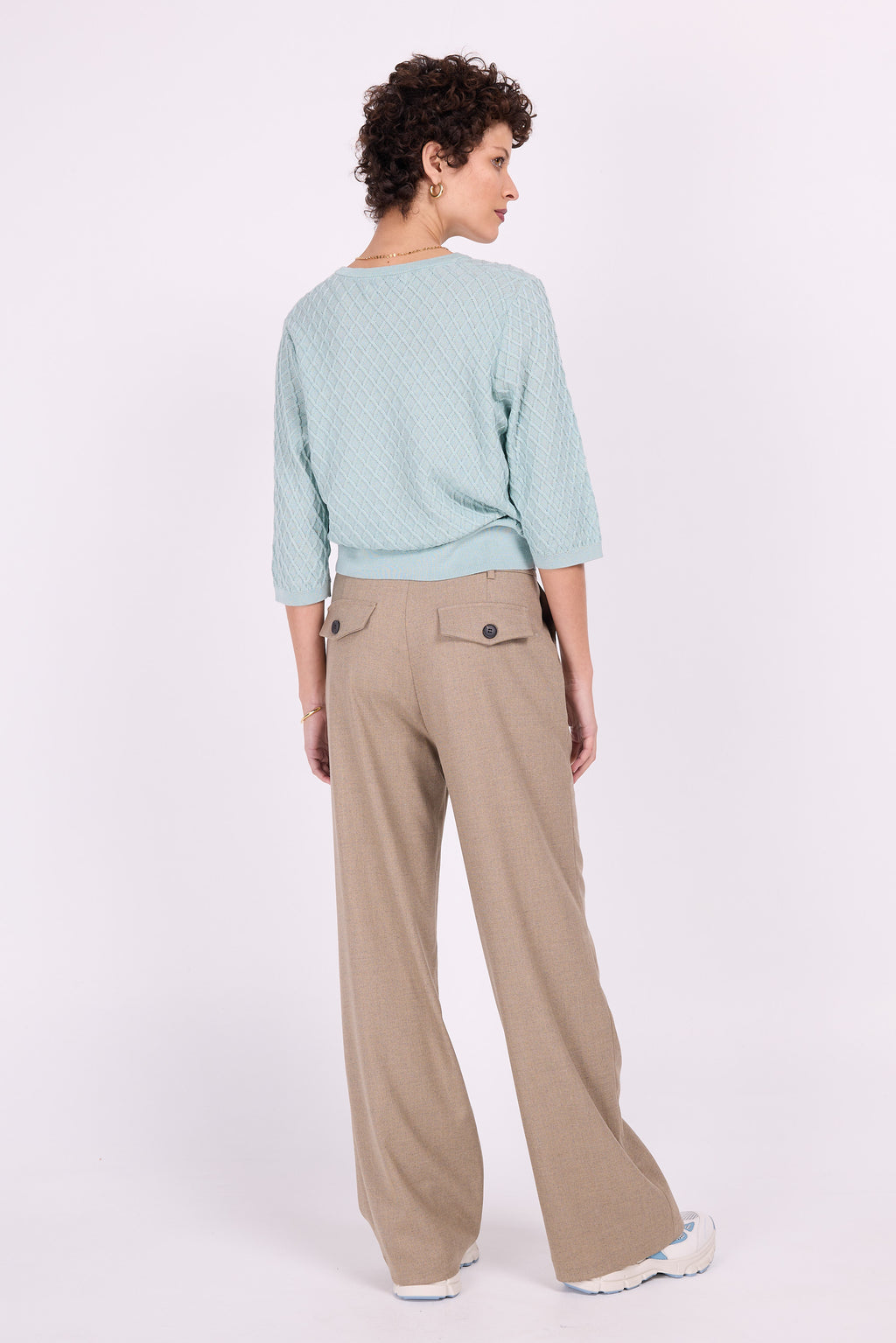 Annie marled beige and blue trousers