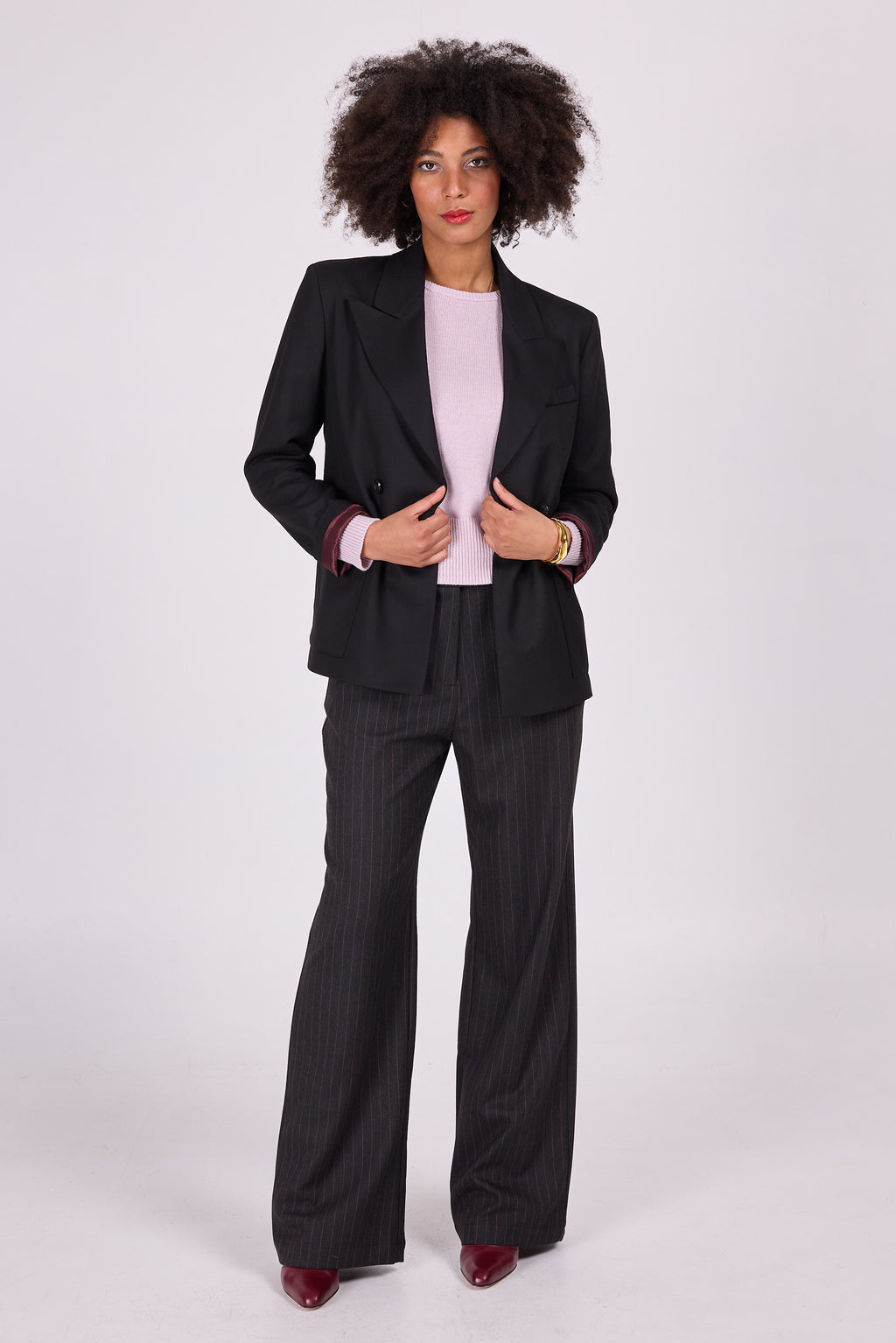 Annie pantalon avec rayures à la craie rose