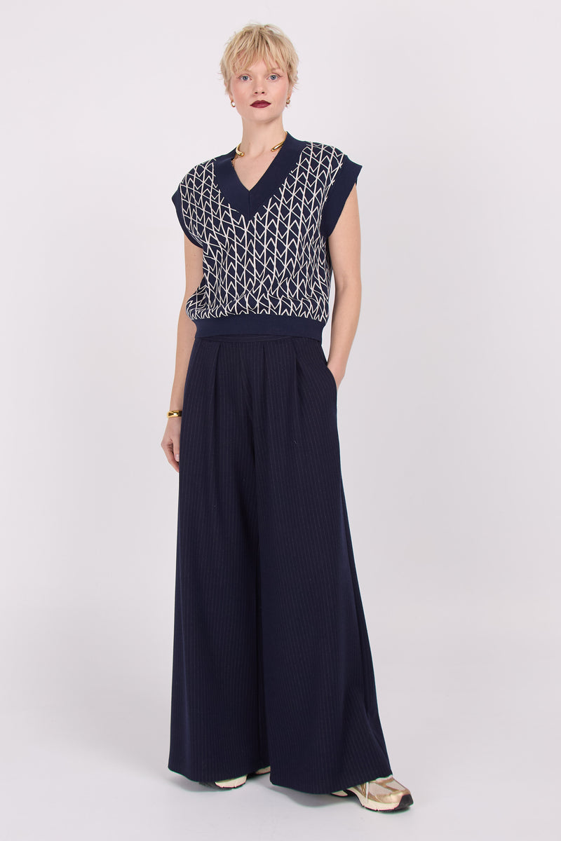 Marineblaue Hose Egbert mit Nadelstreifen