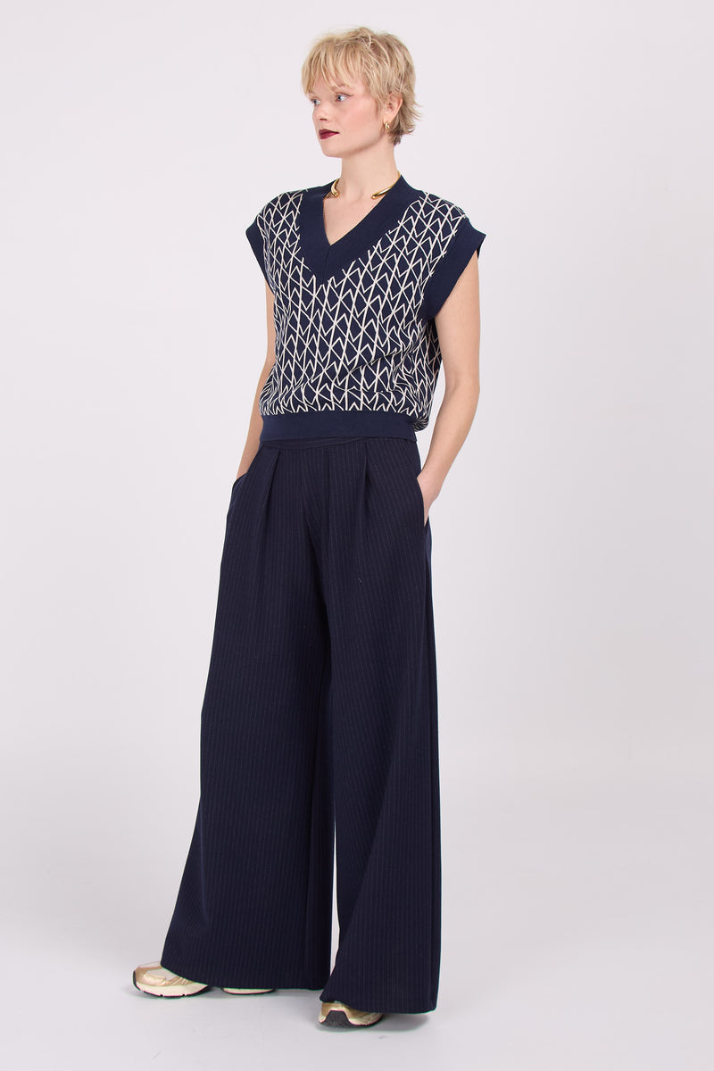 Marineblaue Hose Egbert mit Nadelstreifen