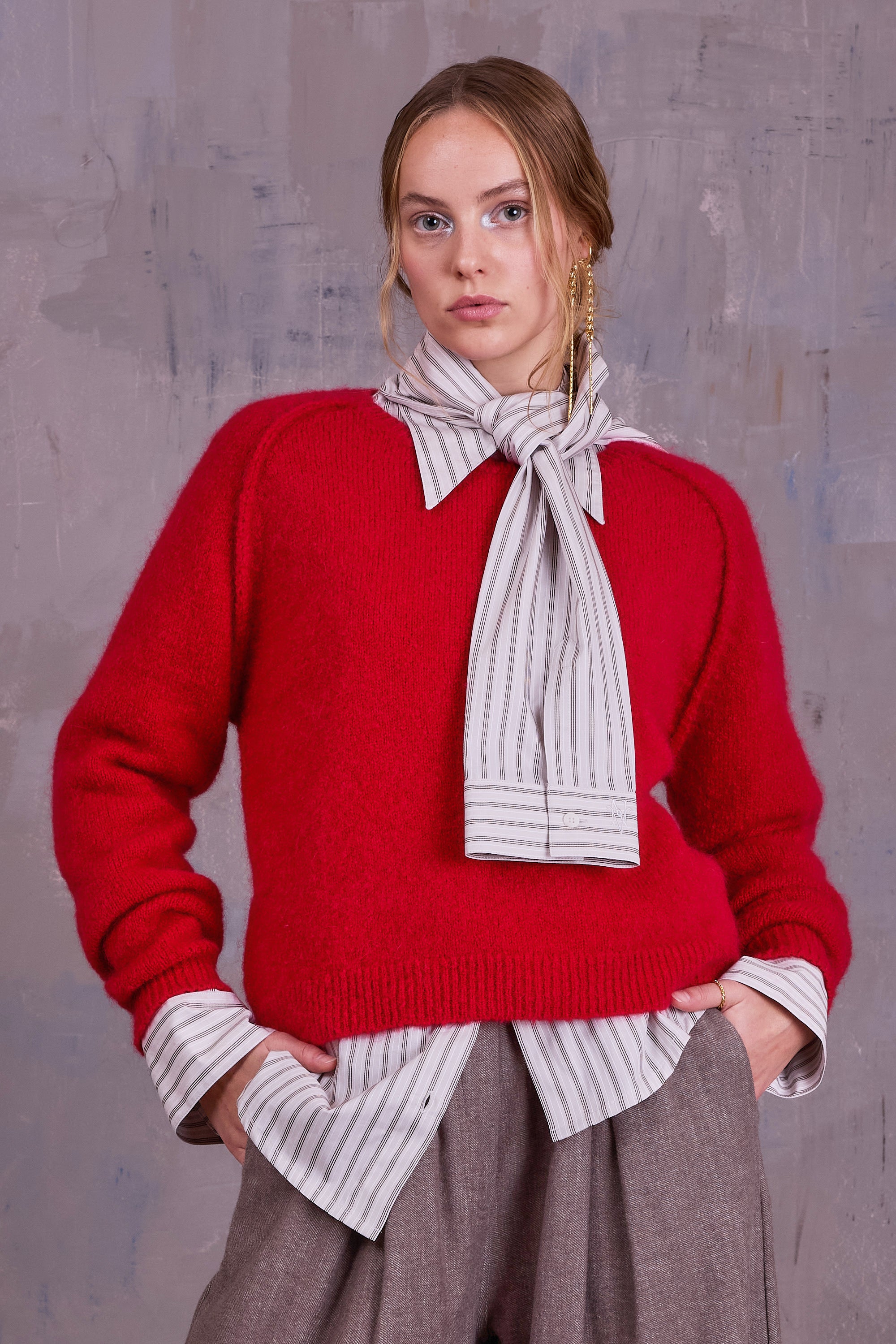 Ganna sjaaltje in grey vintage cotton stripes