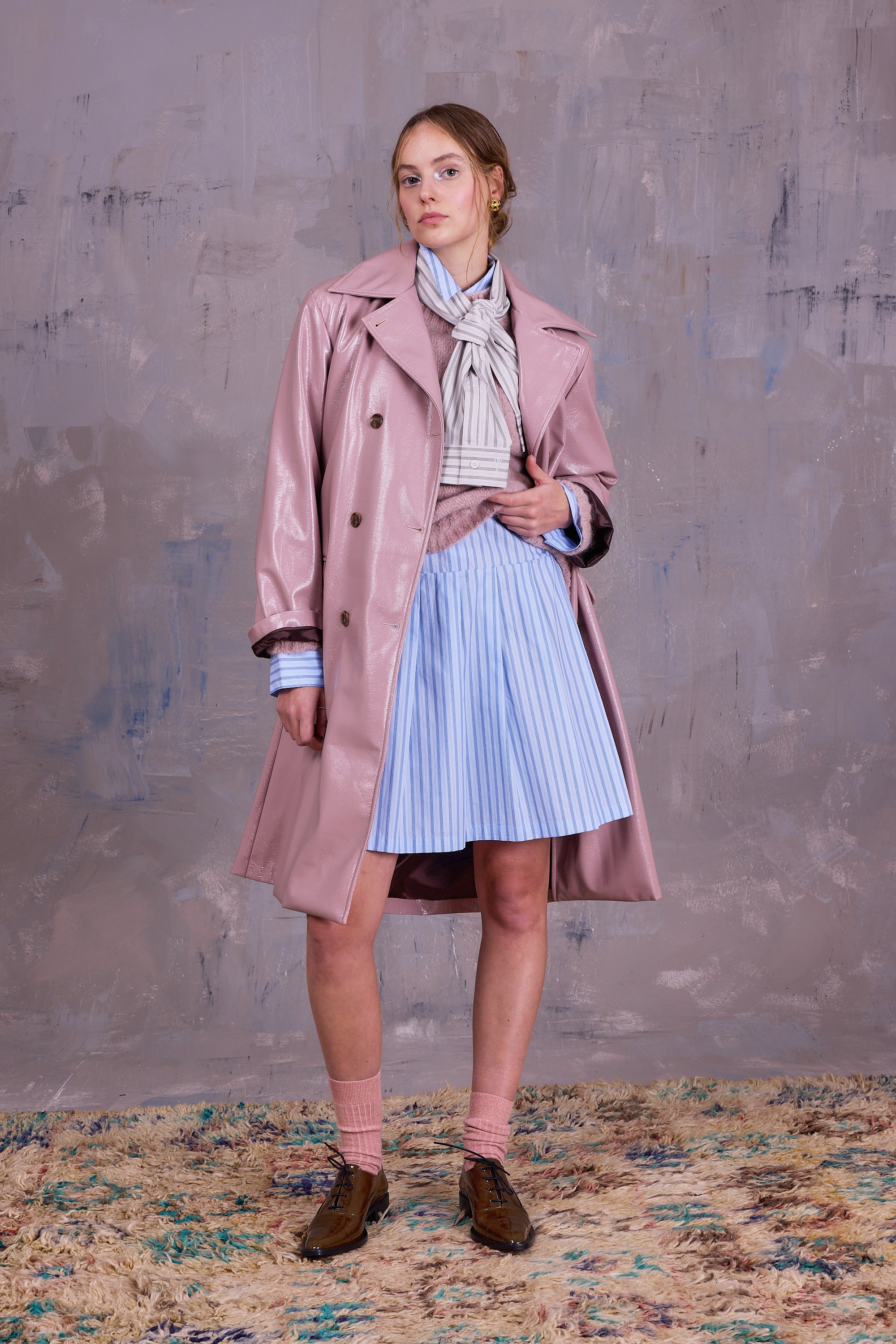 Ganna sjaaltje in grey vintage cotton stripes