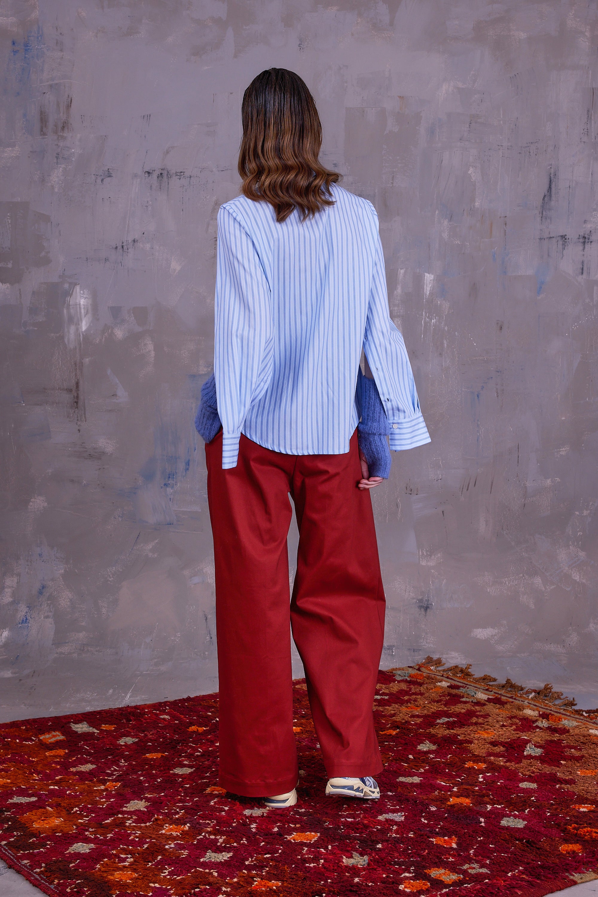 Ginny hemd in blue vintage cotton stripes