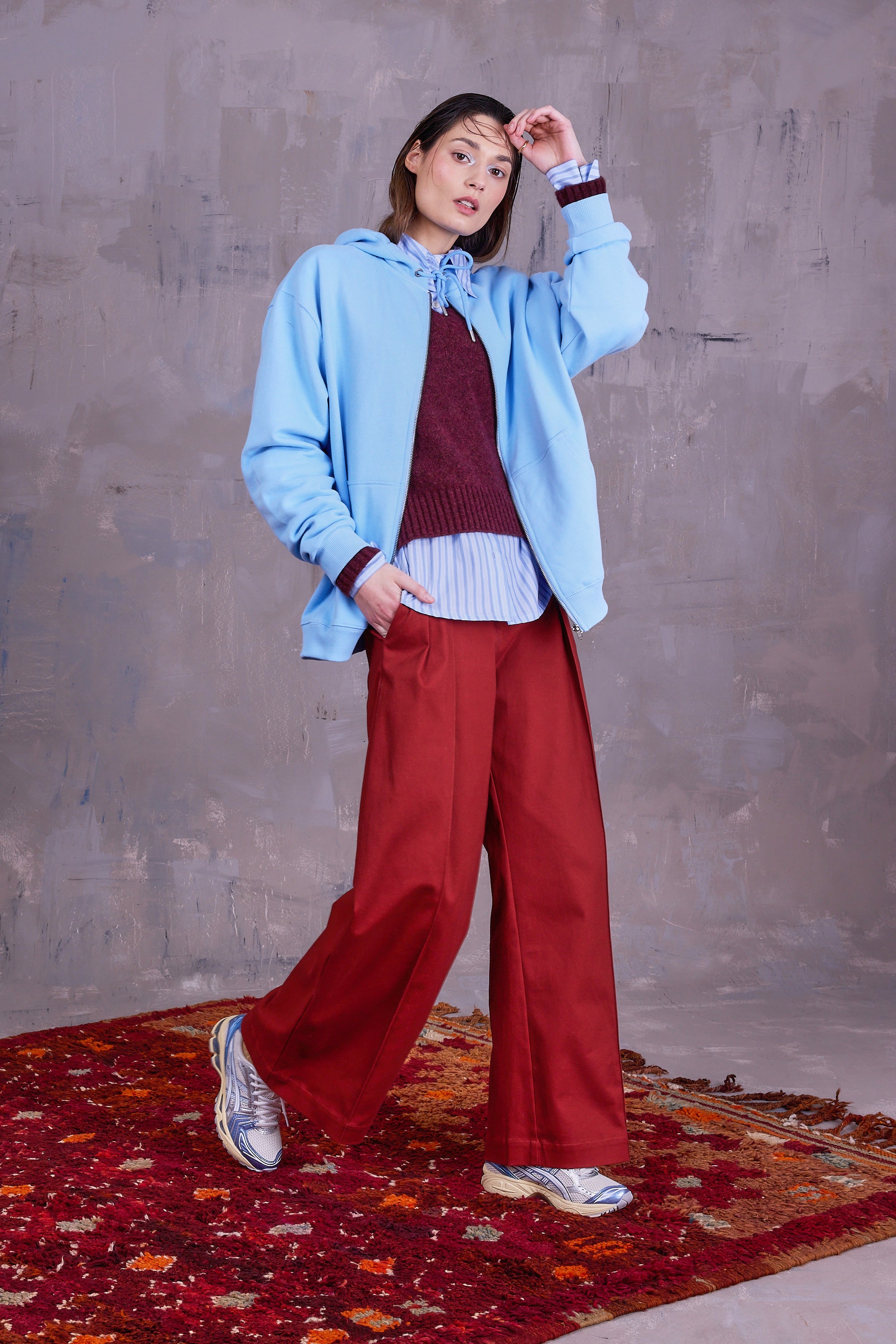 Ginny hemd in blue vintage cotton stripes