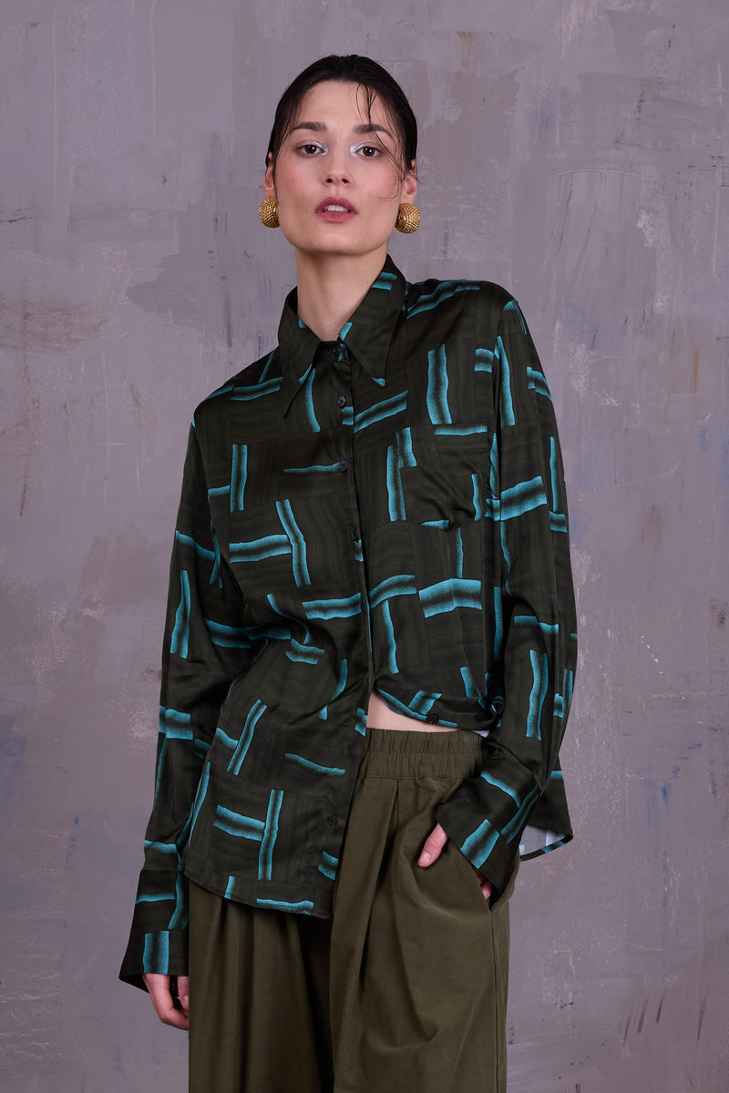 Filou hemd in forest green wovens