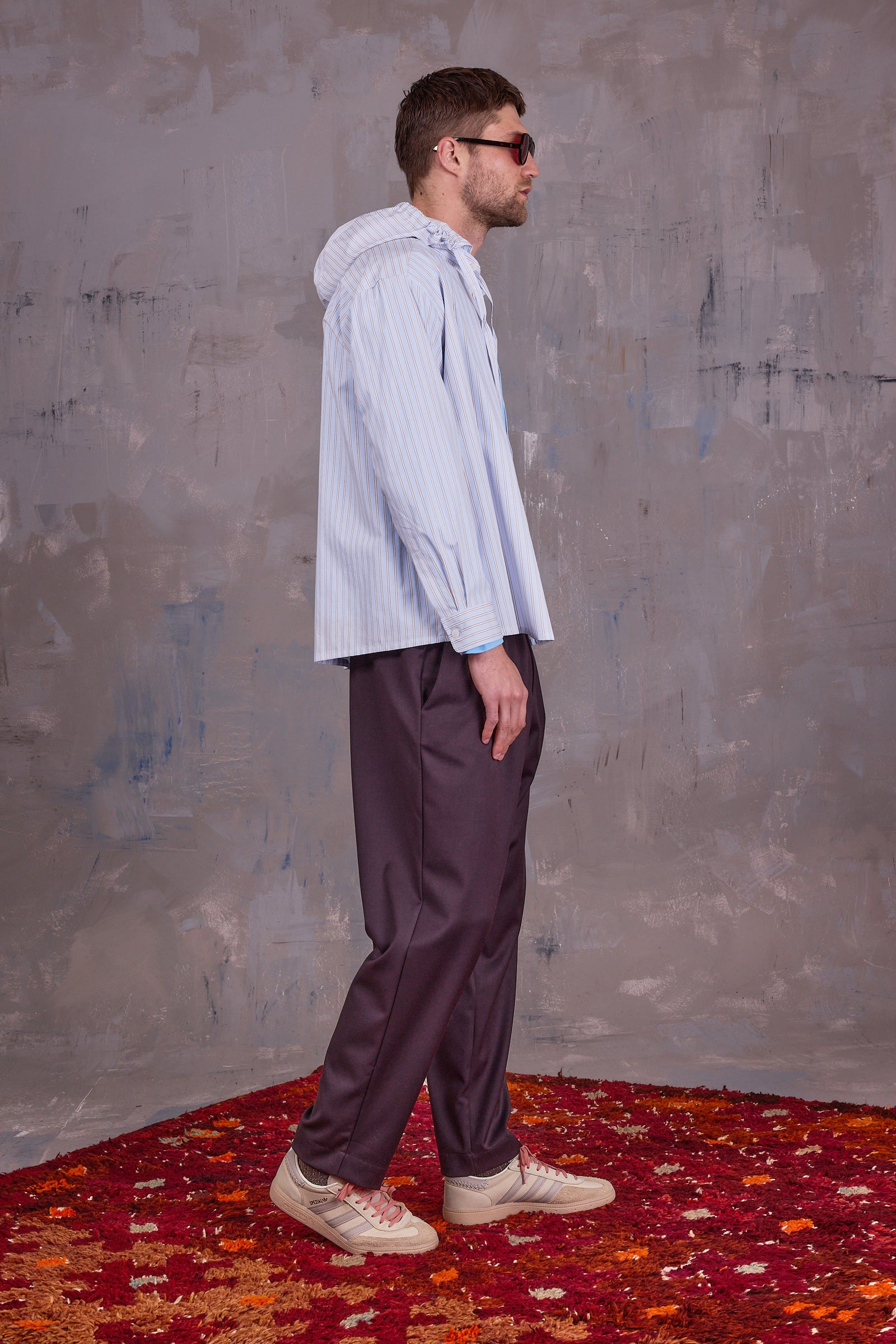 Gonzola hemd in blue brown vintage cotton stripes