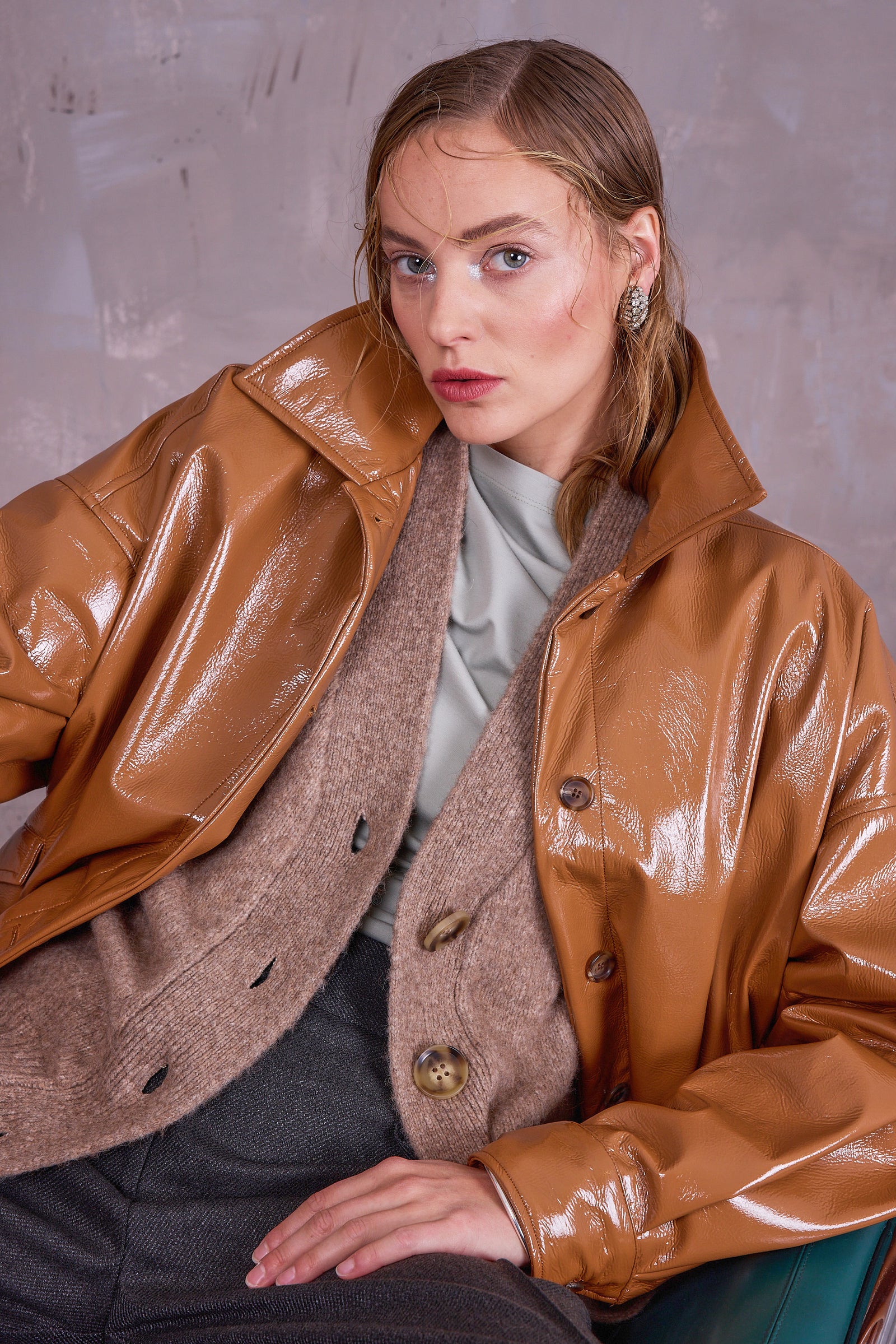Gerrit jacket in camel faux leather