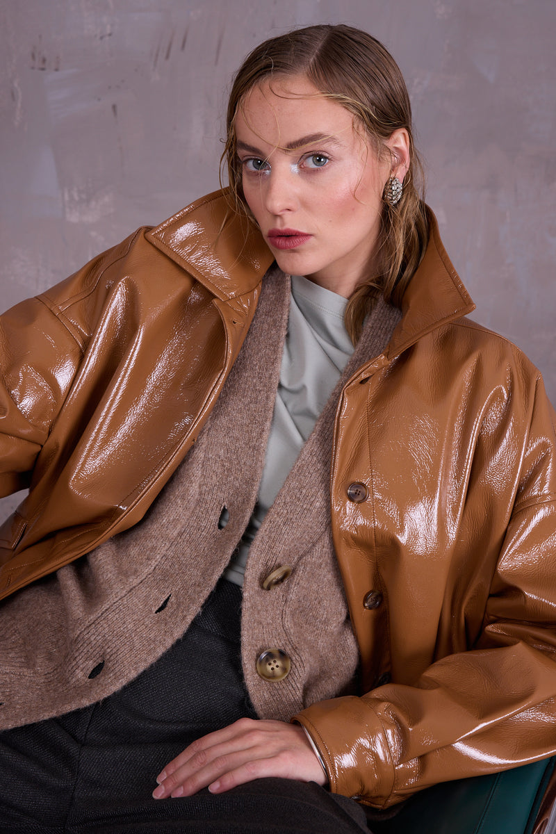 Gerrit jacket in camel faux leather