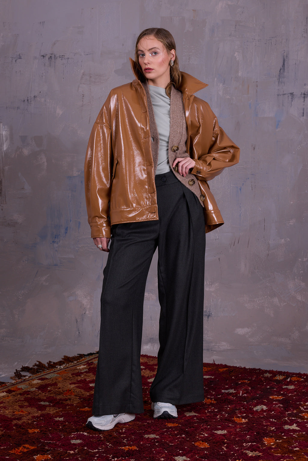 Gerrit jasje in camel faux leather