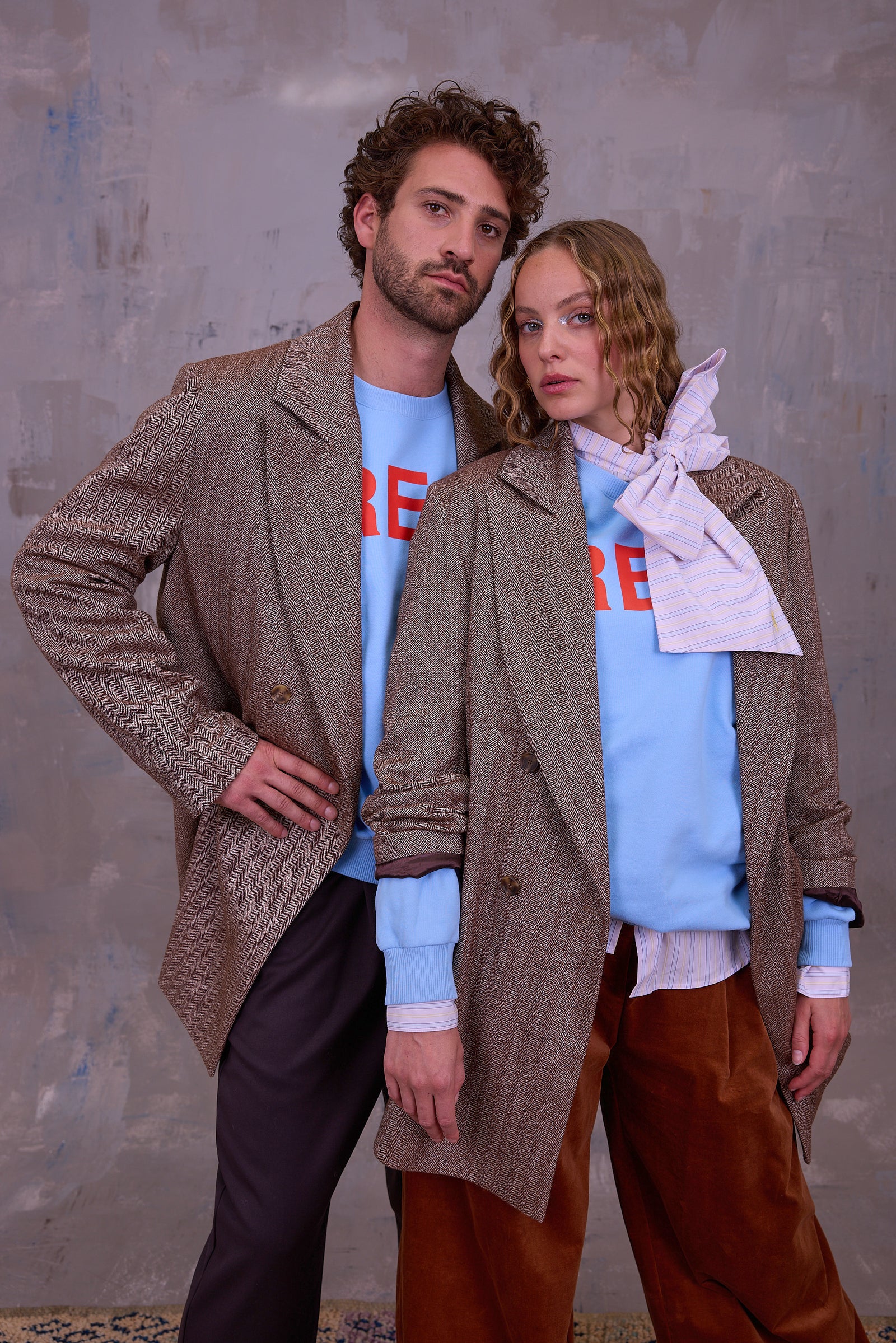 Gaspar formal coat in coconut herringbone