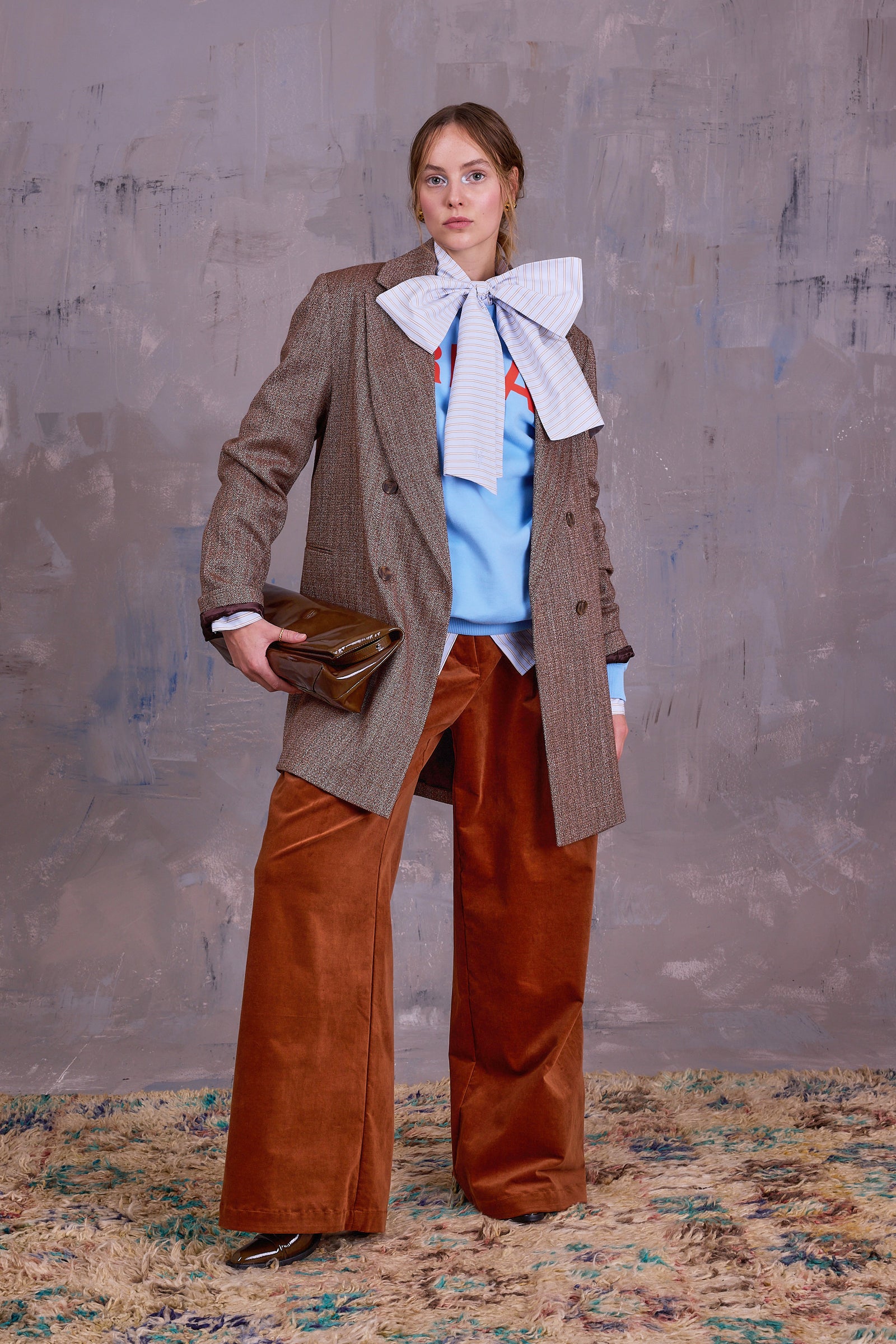 Gaspar formal coat in coconut herringbone