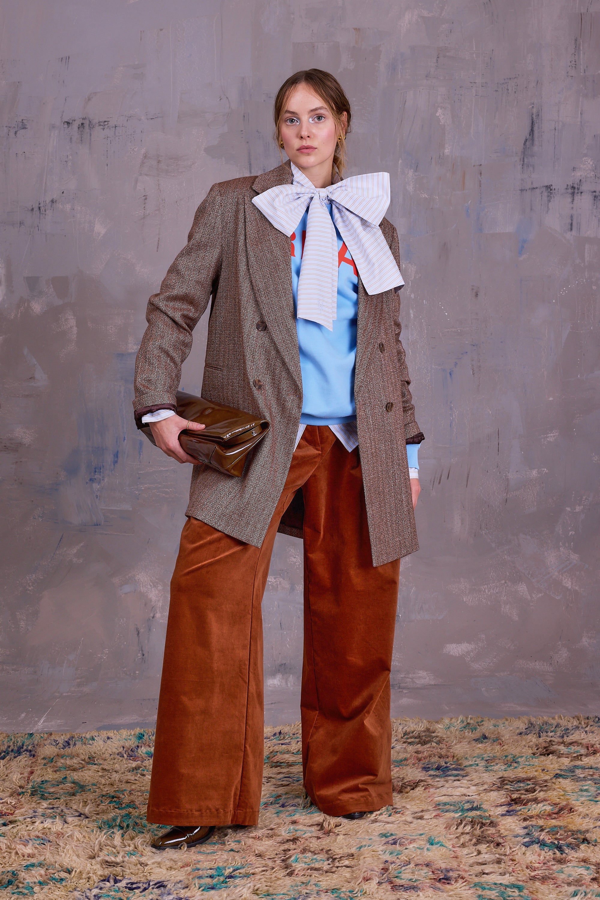 Gaspar formal coat in coconut herringbone