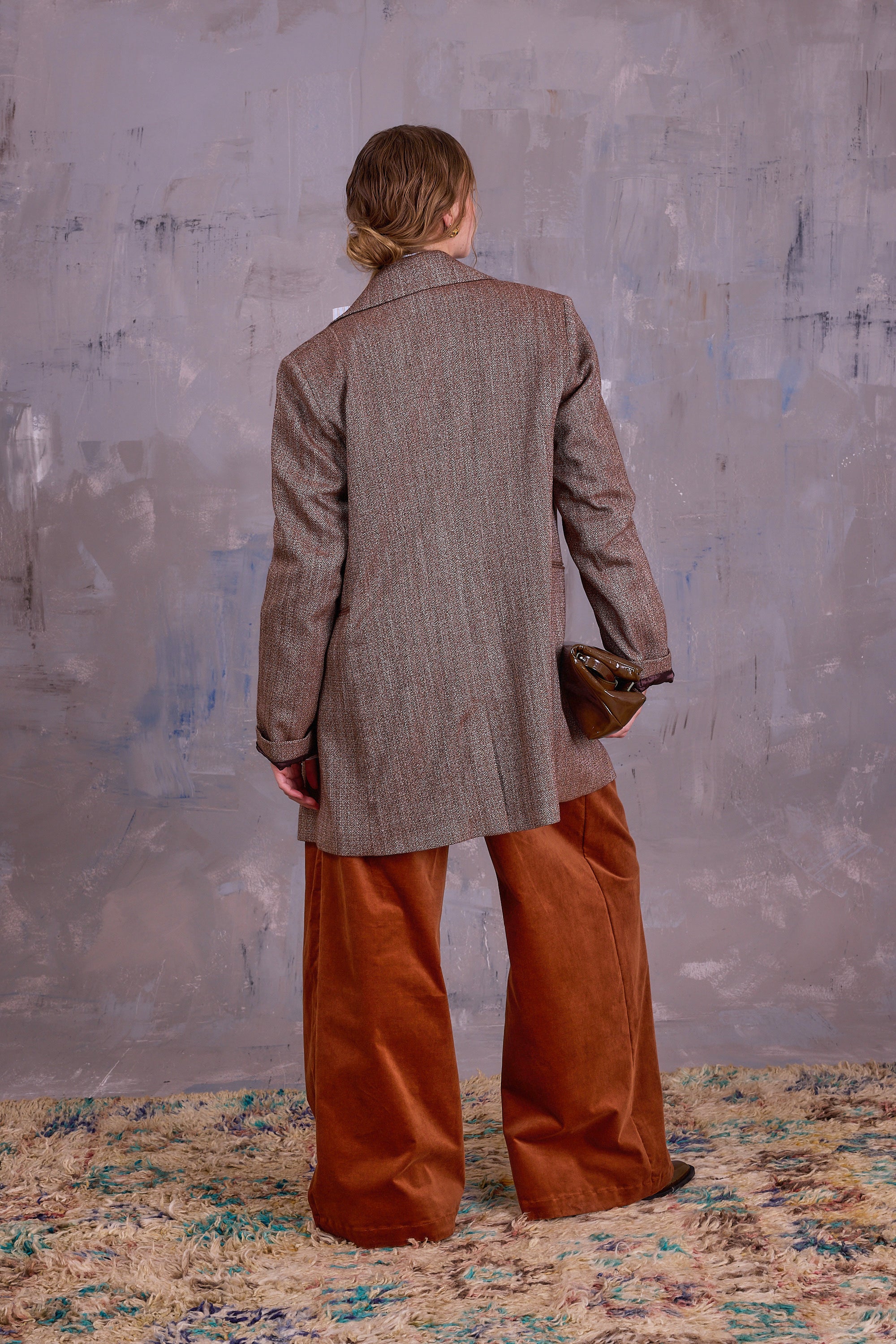Gaspar formal coat in coconut herringbone