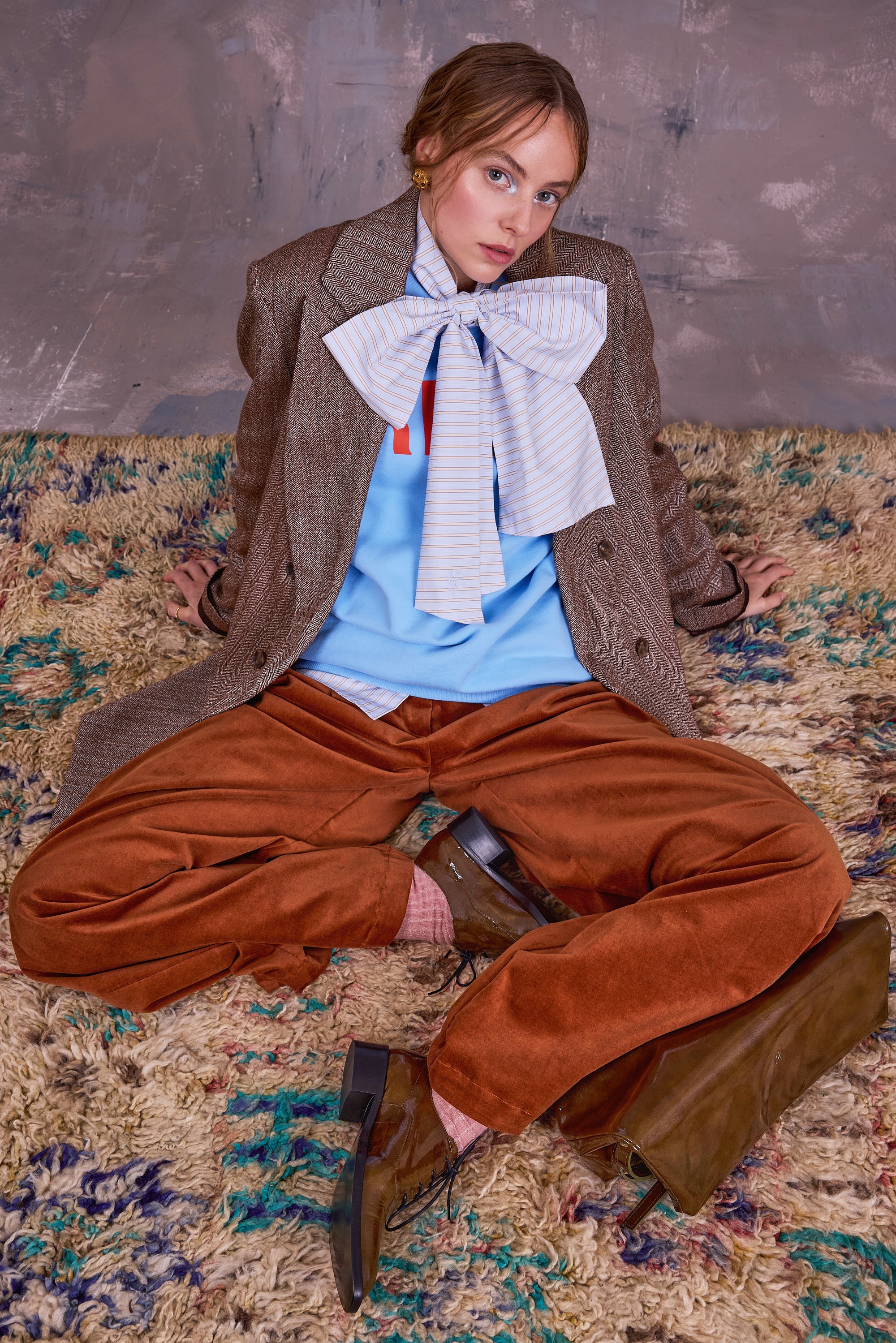 Gaspar formal coat in coconut herringbone