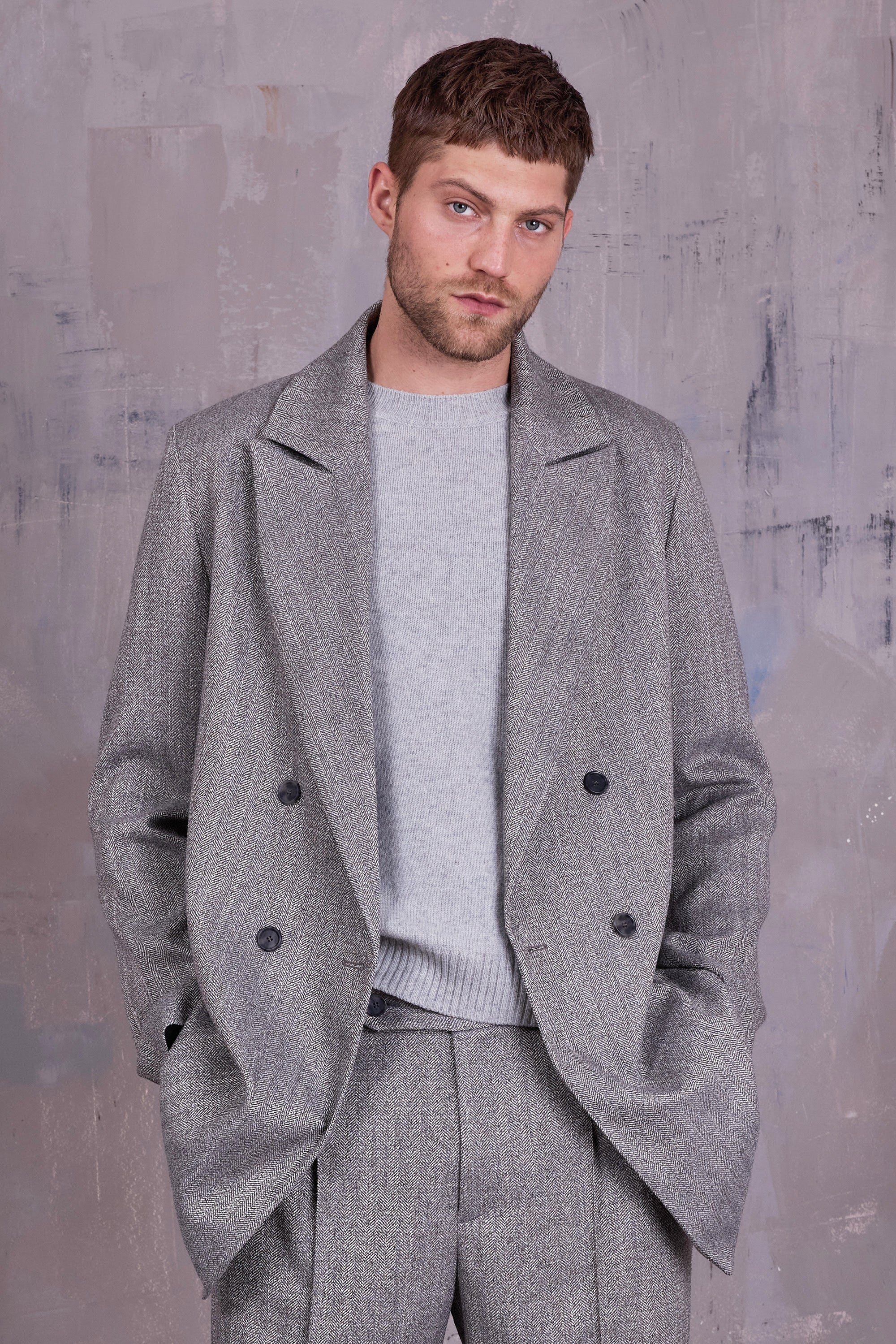 Gaspar jas in grey herringbone