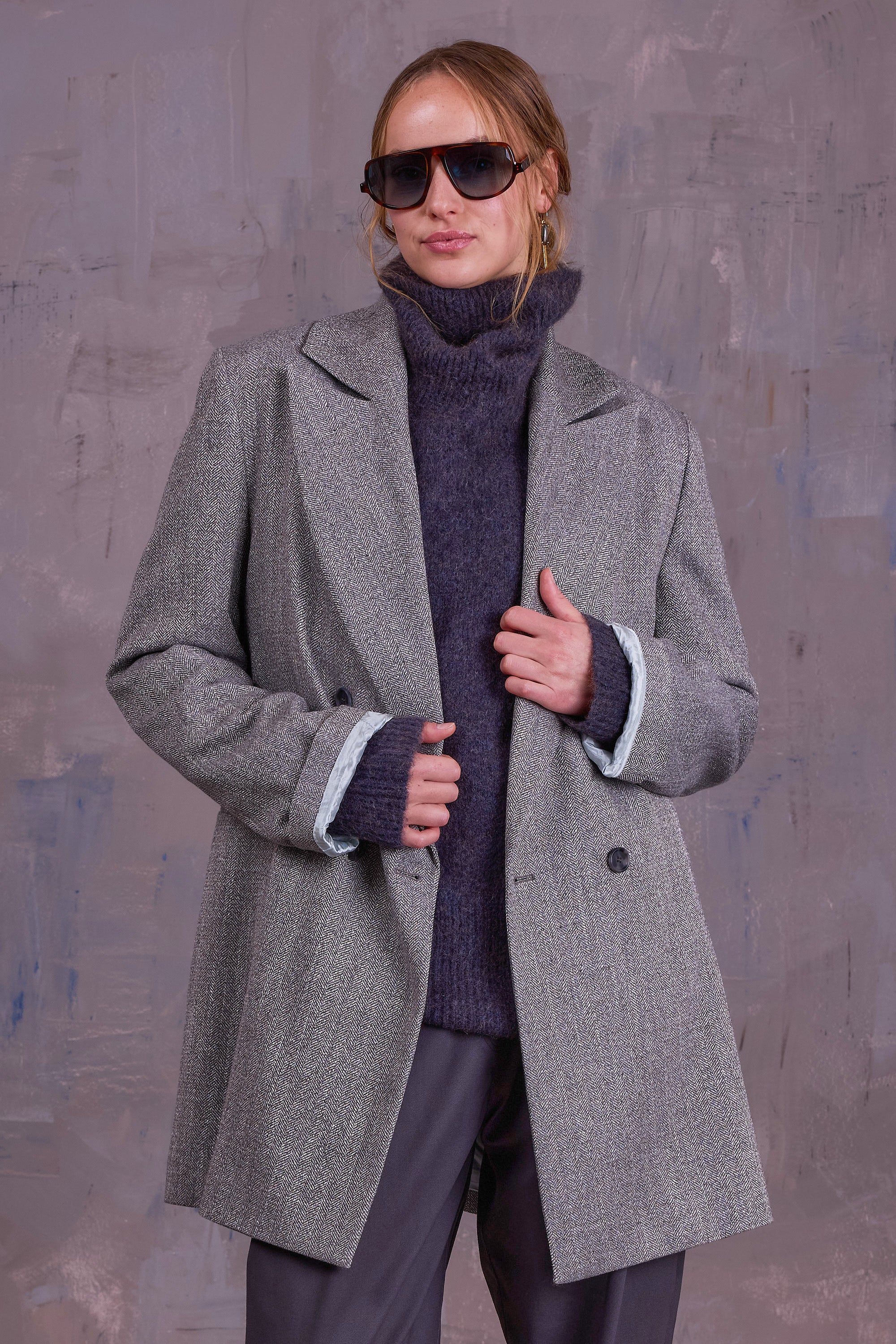 Gaspar jas in grey herringbone