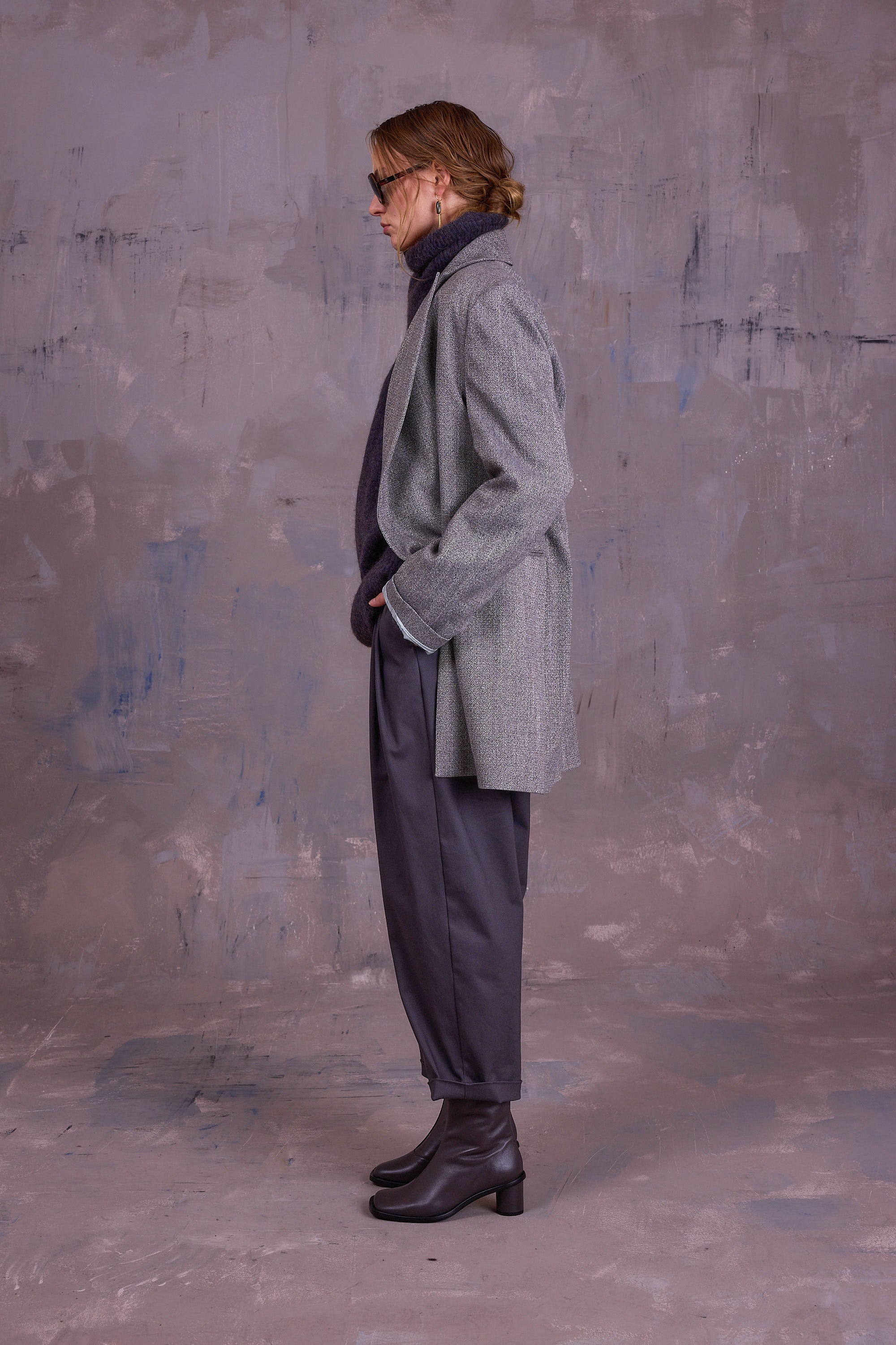 Gaspar jas in grey herringbone