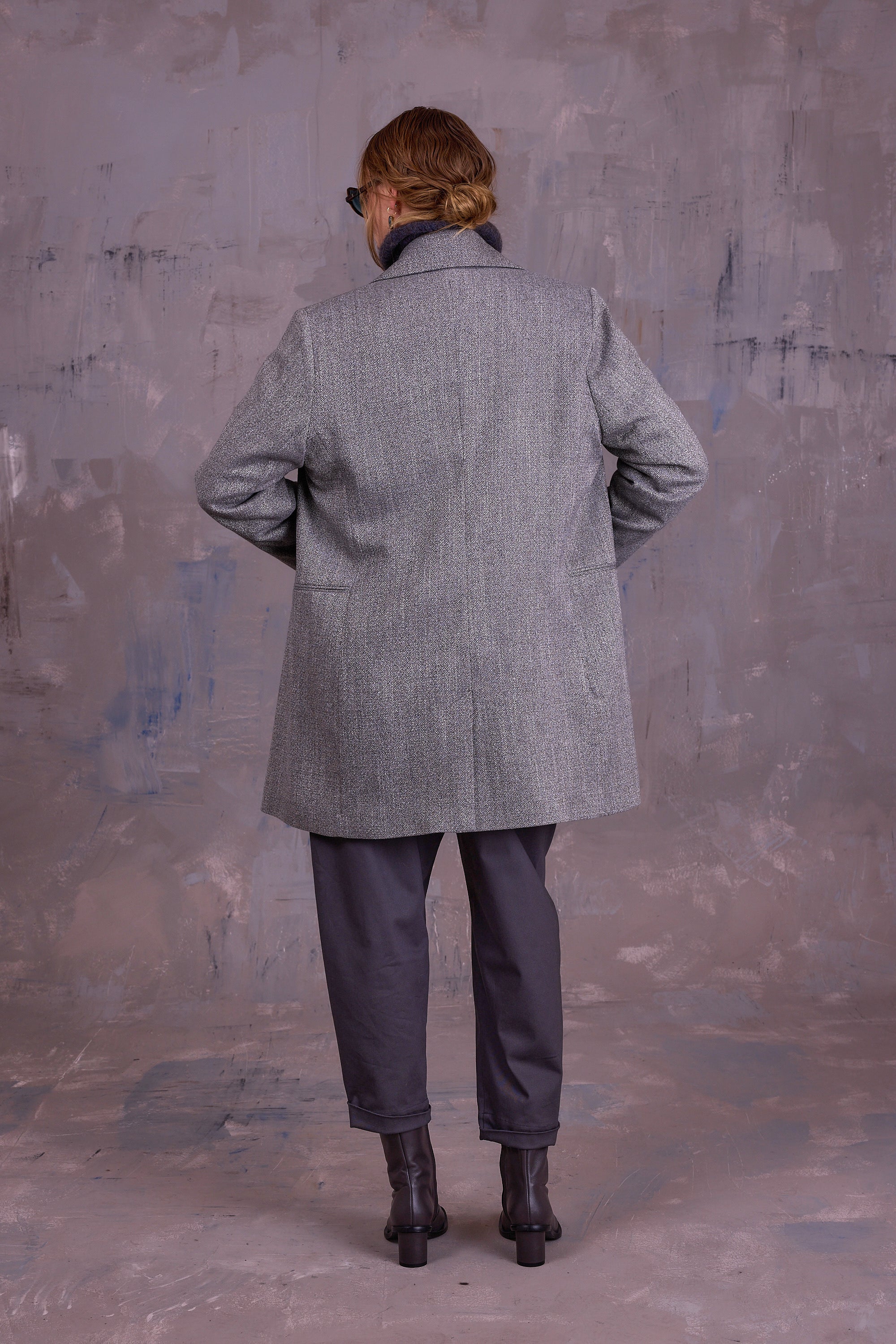 Gaspar jas in grey herringbone