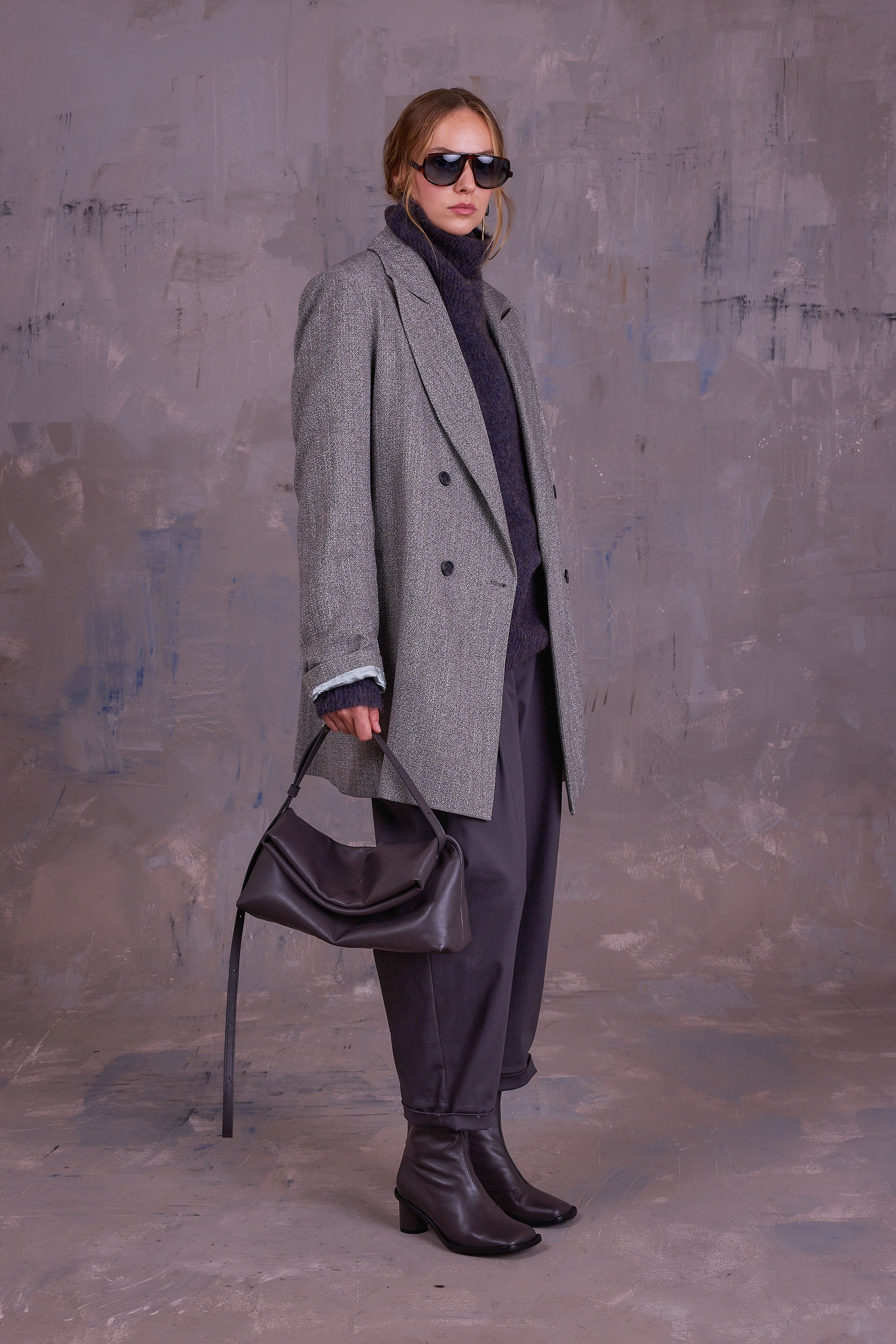 Gaspar jas in grey herringbone