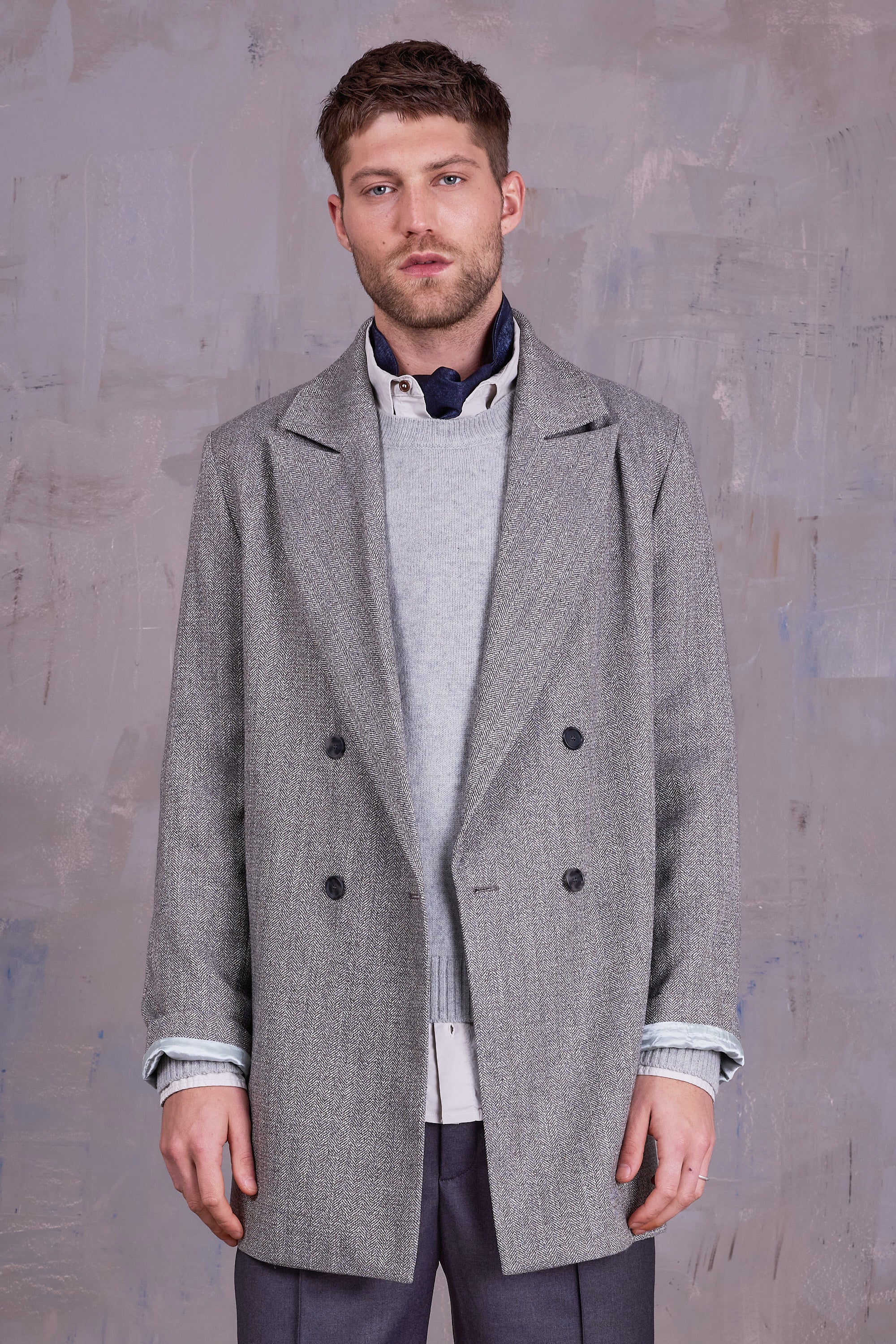 Gaspar jas in grey herringbone