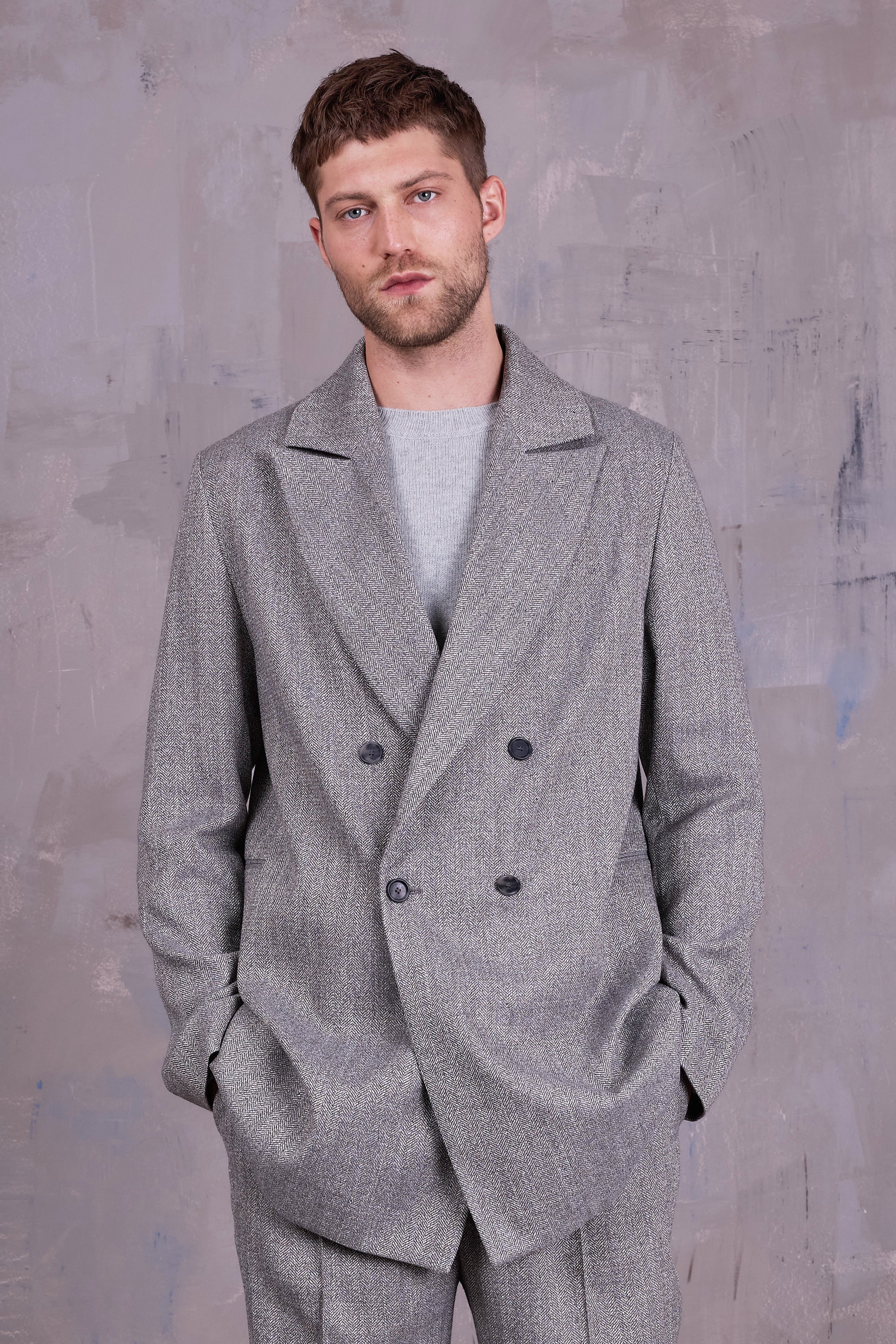 Gaspar jas in grey herringbone