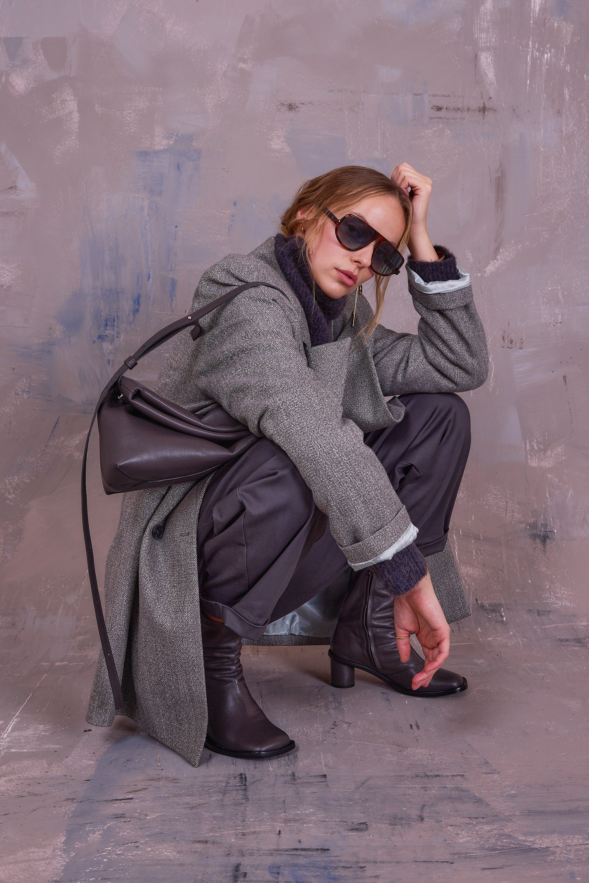 Gaspar jas in grey herringbone