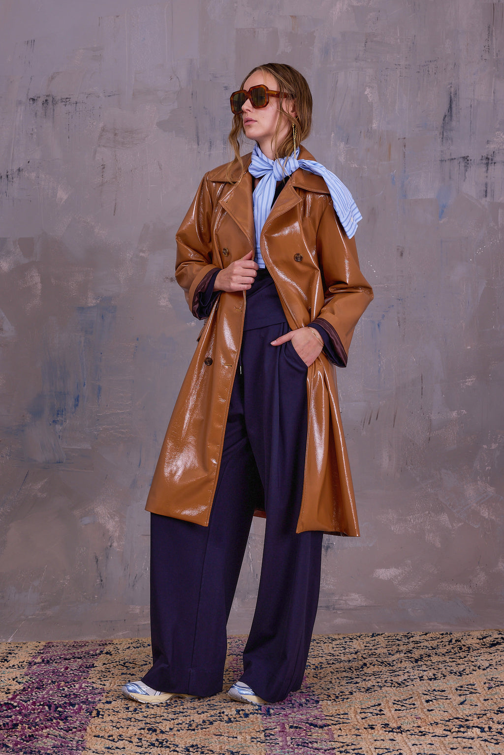 Gianni jas in camel faux leather