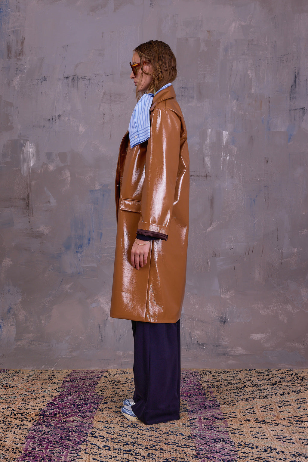 Gianni jas in camel faux leather