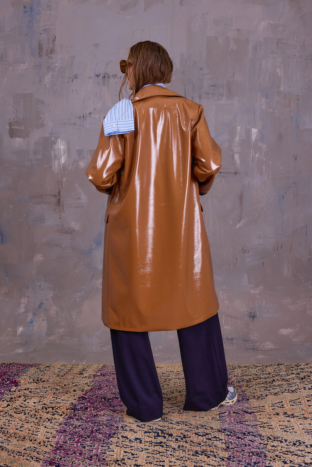 Gianni jas in camel faux leather