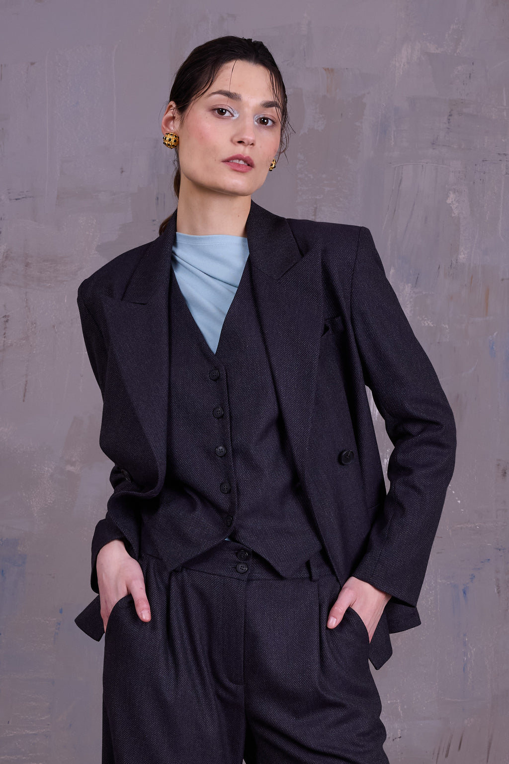 Davos blazer in dark blue blend