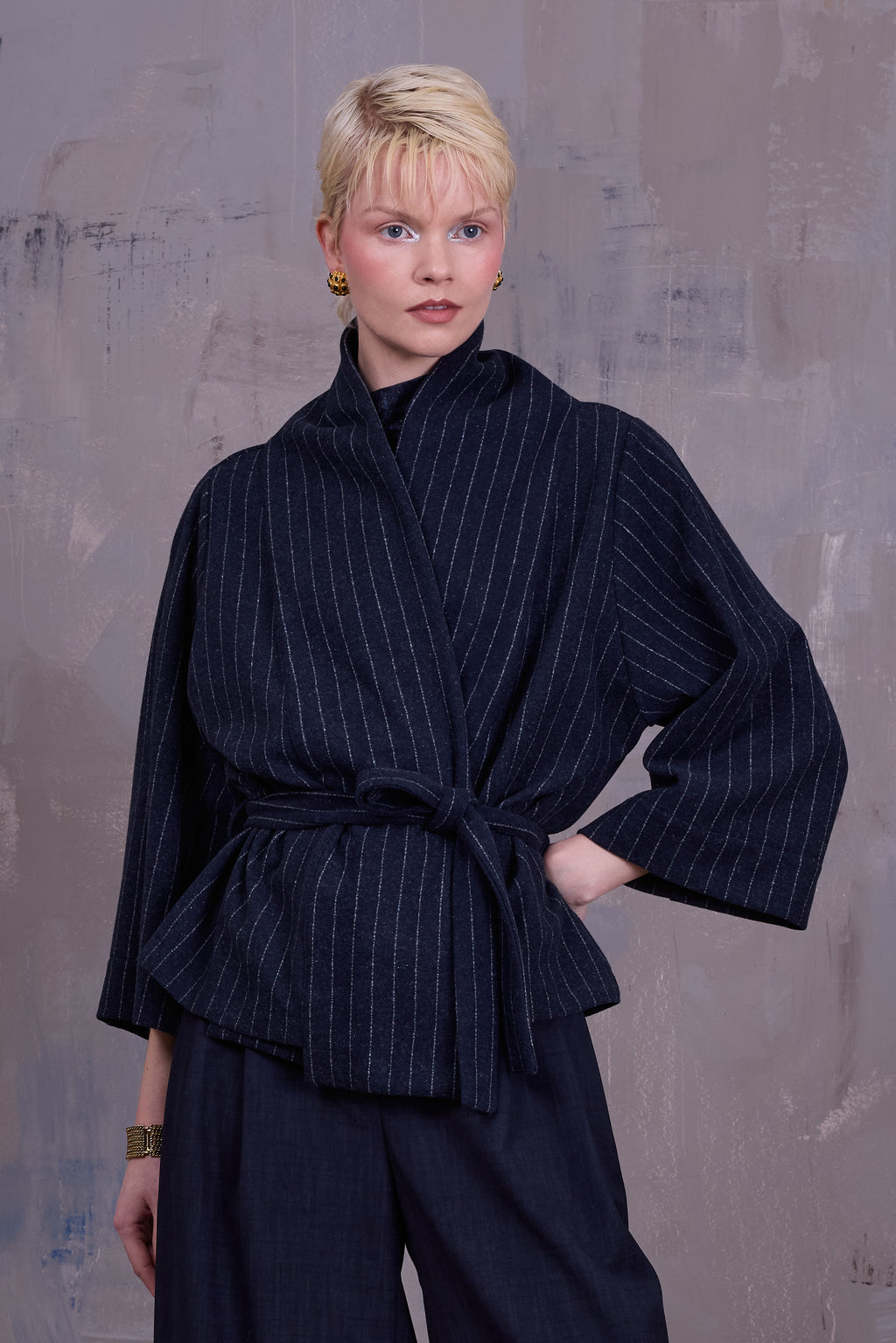 Ediz pinstripe kimono jacket