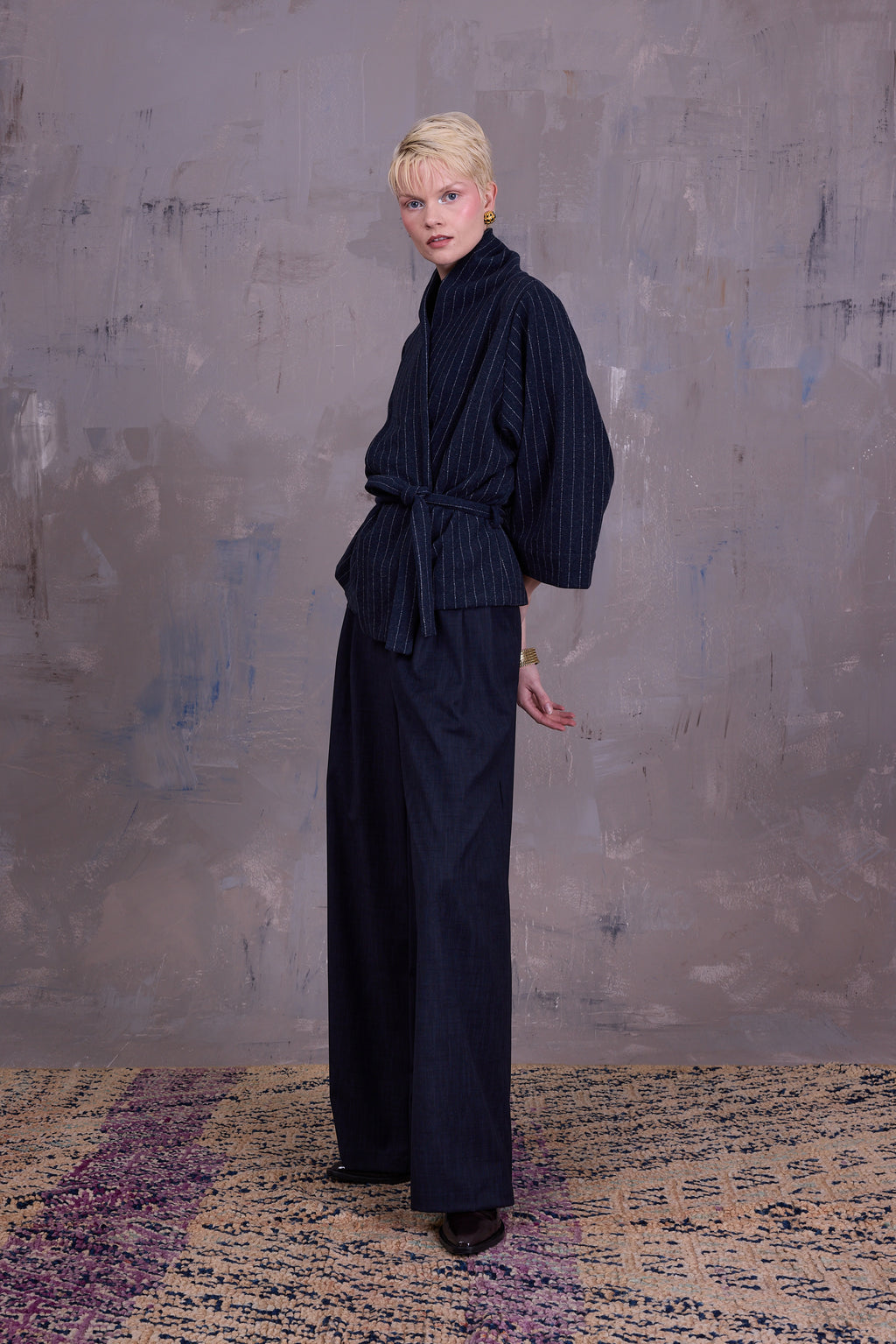 Ediz pinstripe kimono jacket