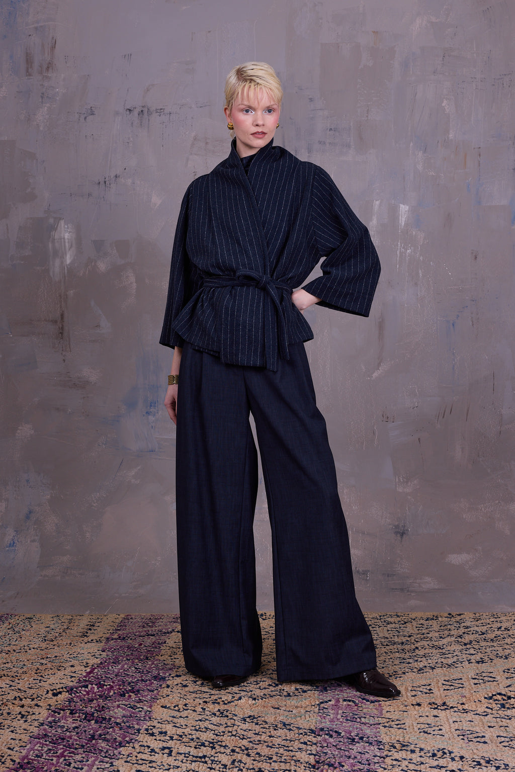 Ediz pinstripe kimono jacket