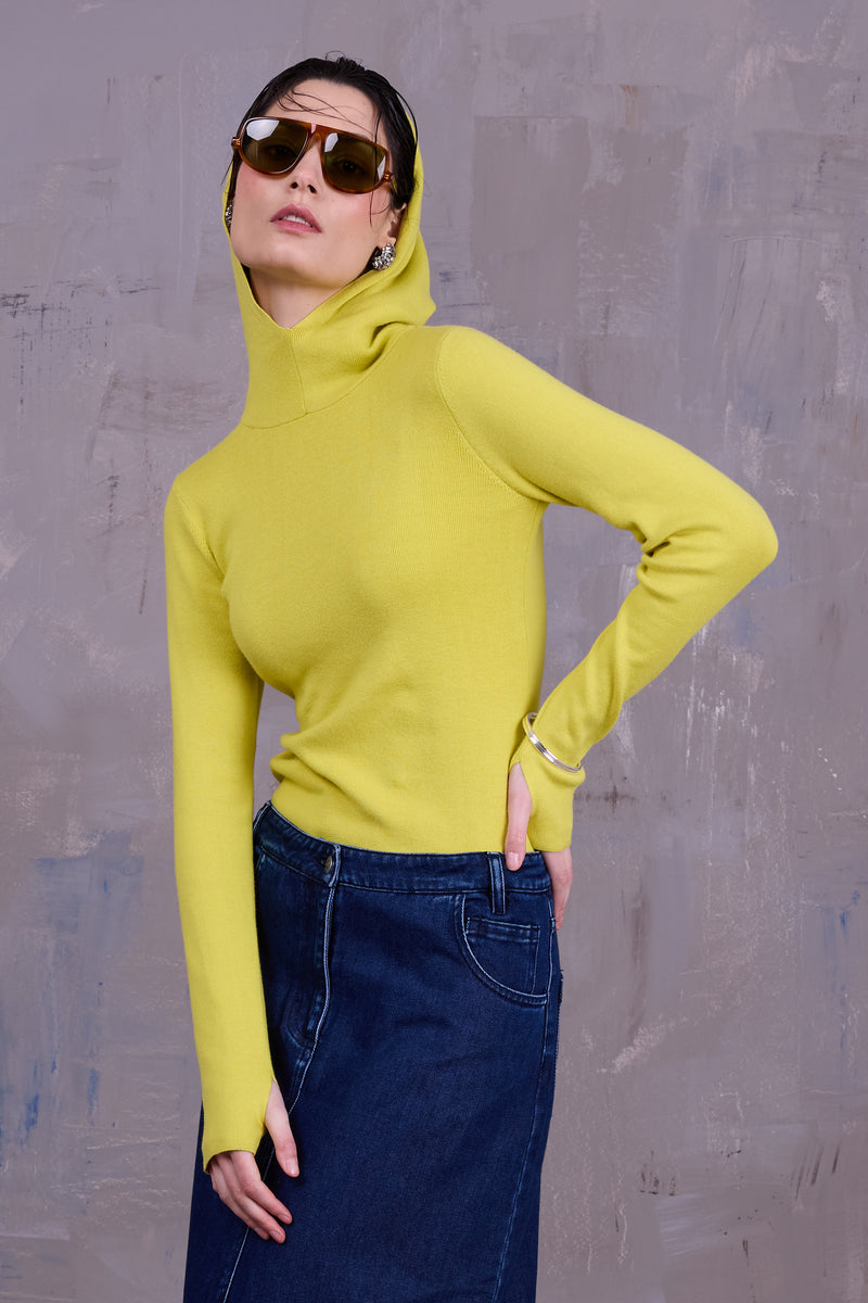 Gelano knitted hoodie in canary
