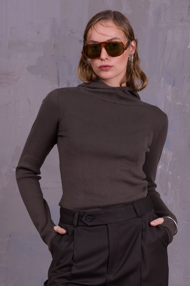 Gelano knitted hoodie in olive